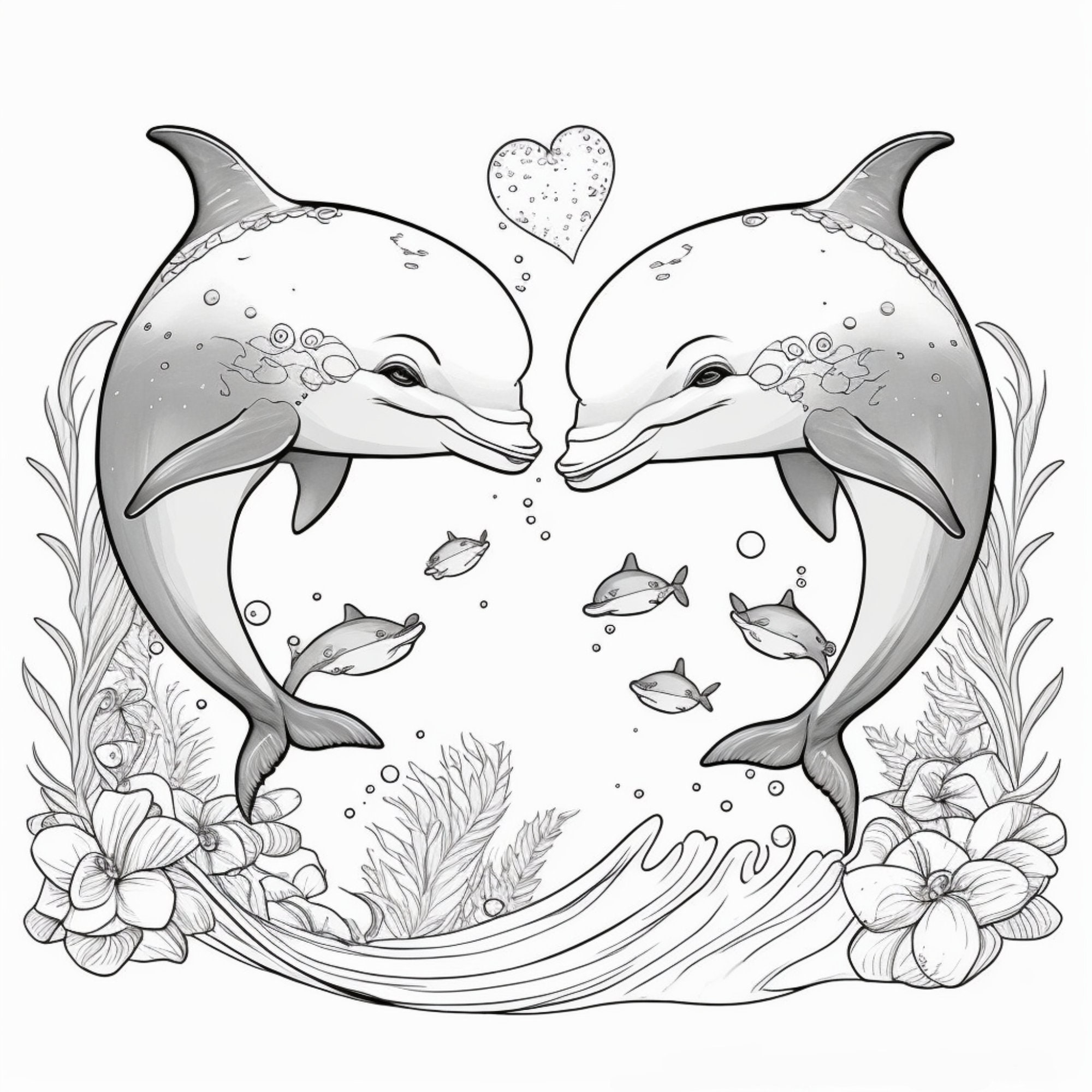 10 Printable Dolphin Coloring Pages For Kids And Adults Etsy Australia