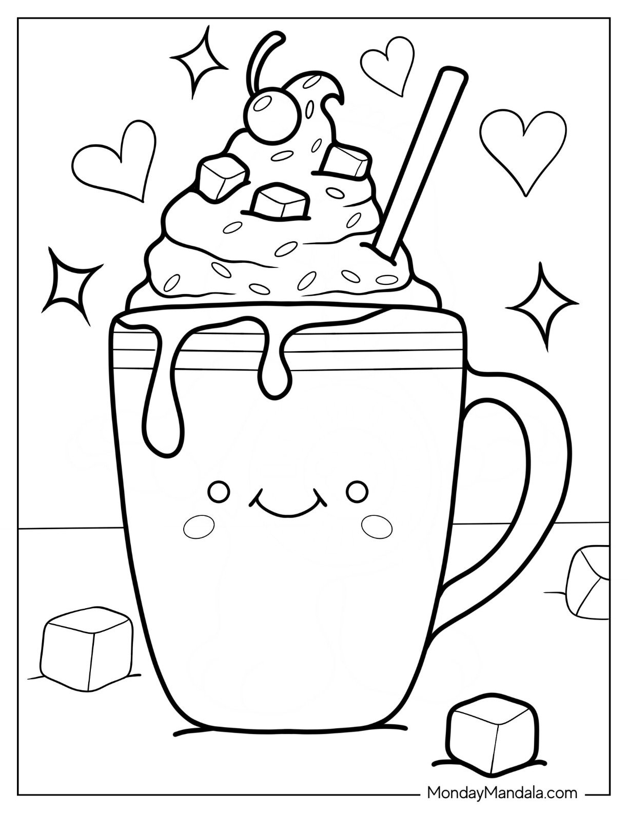 Hot Chocolate Coloring Pages Printable
