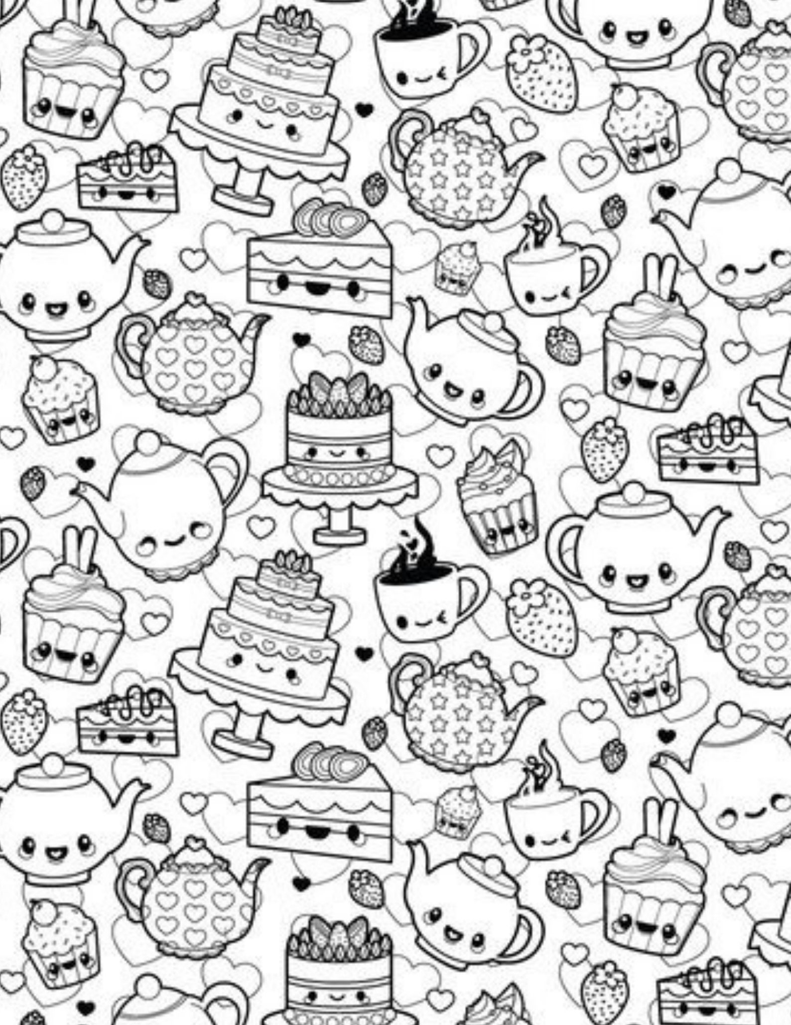 24 Printable Cute Kawaii Coloring Pages Digital Download Instant Download Coloring Book PDF Fun