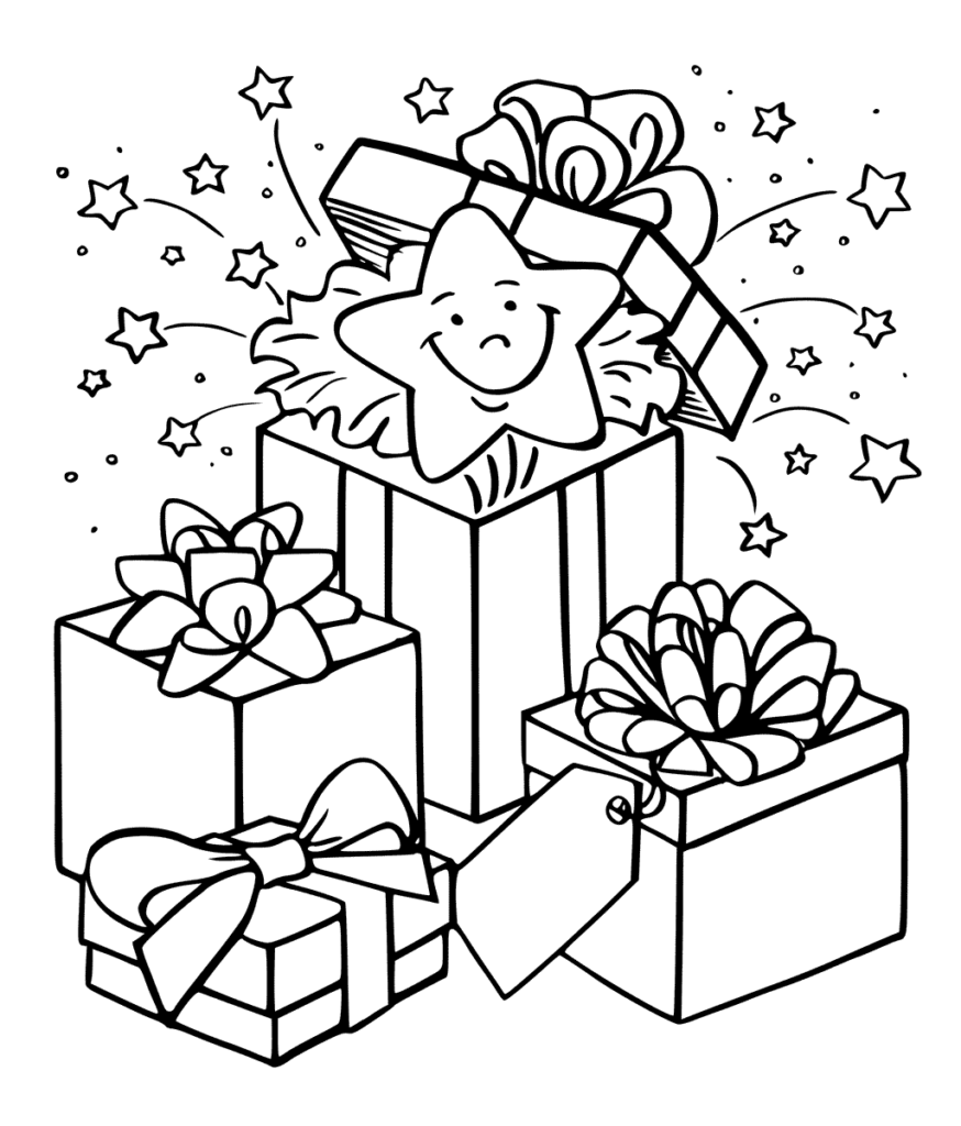 Printable Christmas Gift Coloring Page