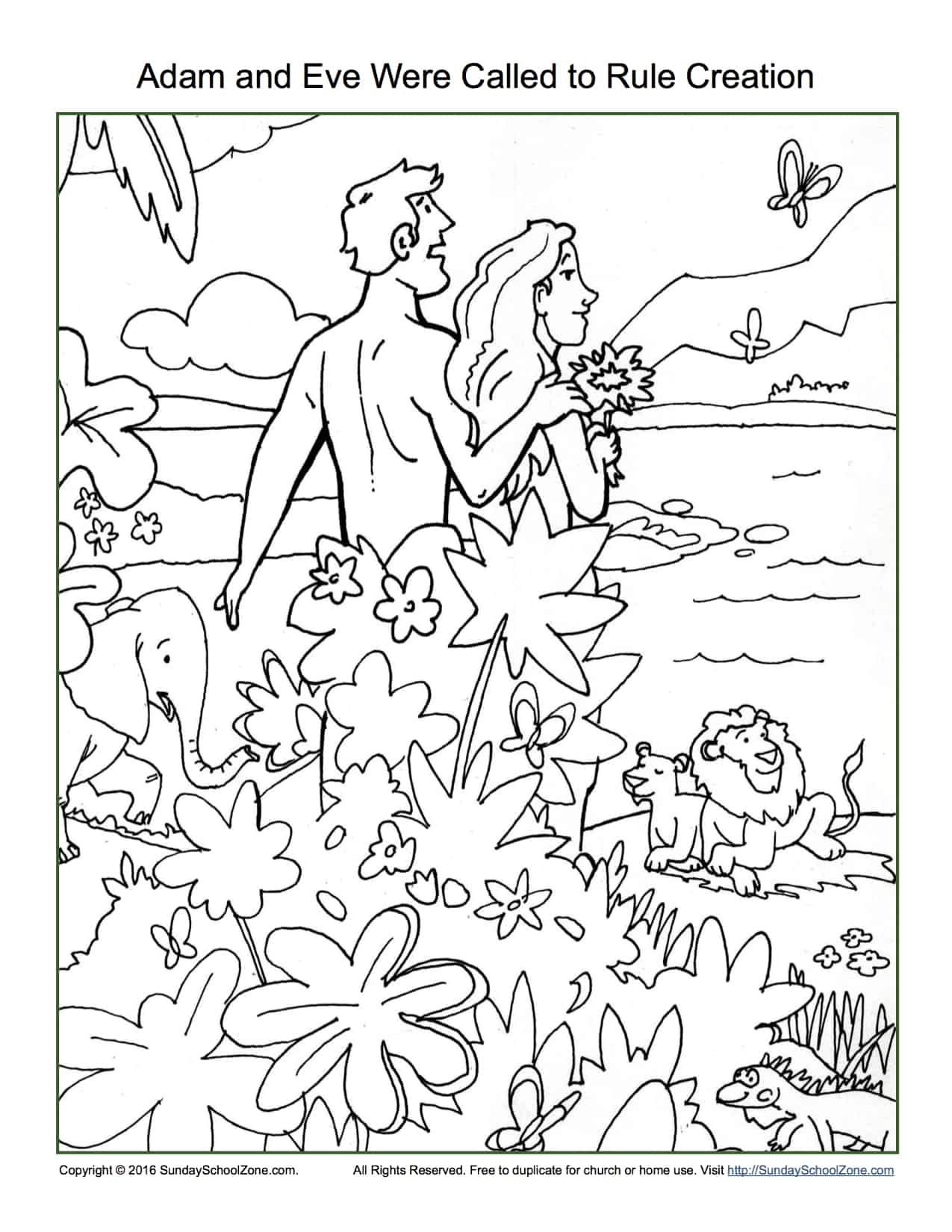 Adam And Eve Were Called To Rule Creation Coloring Page Children S Bible Activities Sunday