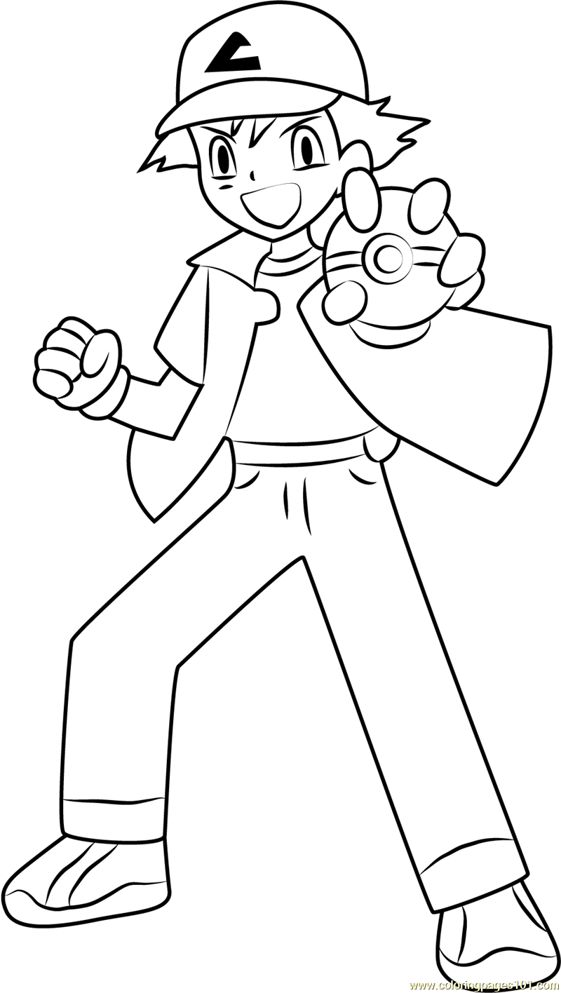 Ash Showing A Pokeball Coloring Page For Kids Free Ash Ketchum Printable Coloring Pages Online