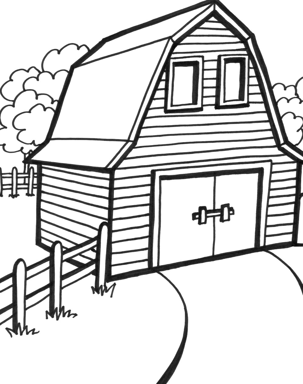 Barn Coloring Page Printable