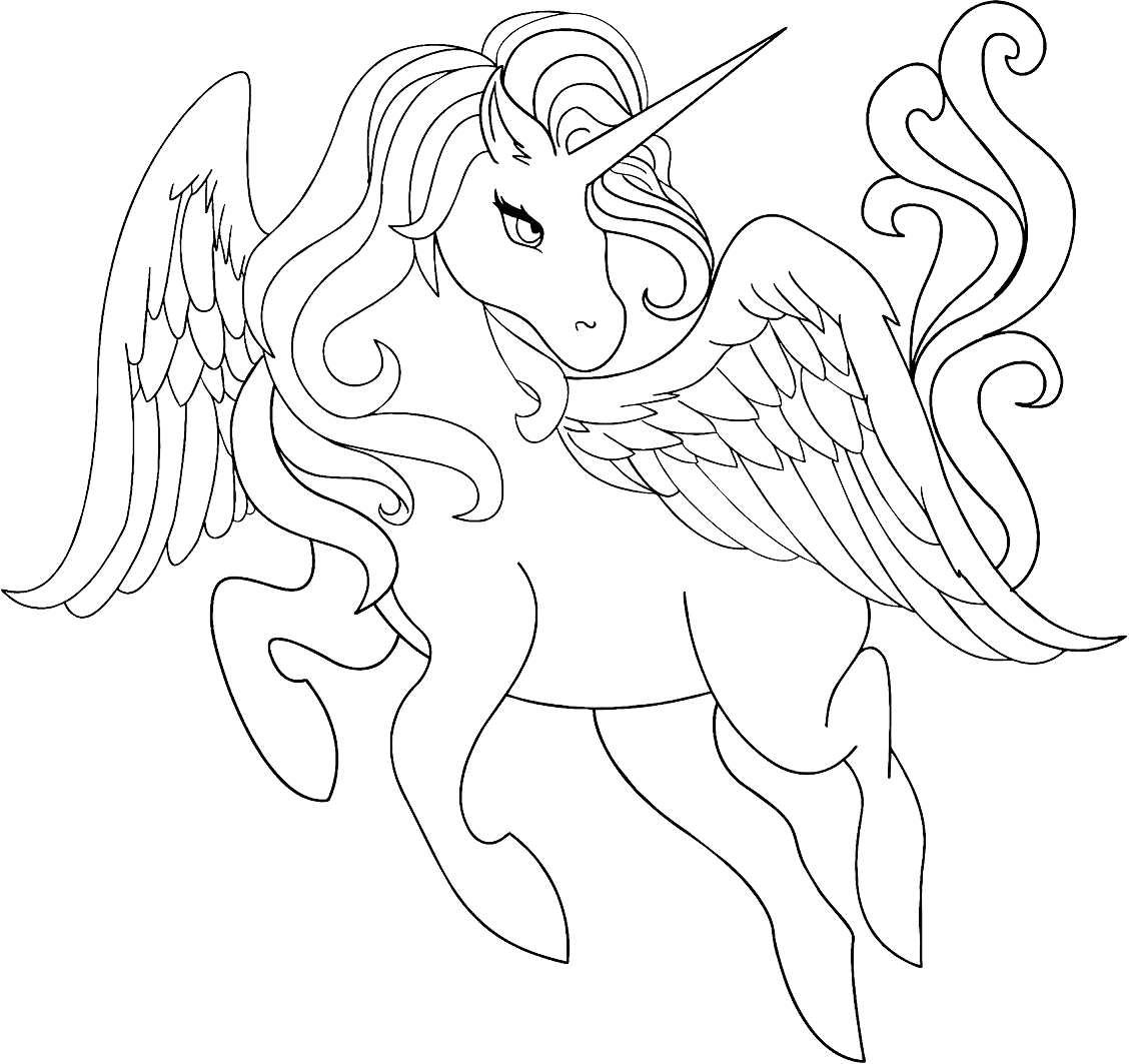 Beautiful Flying Unicorn Coloring Pages