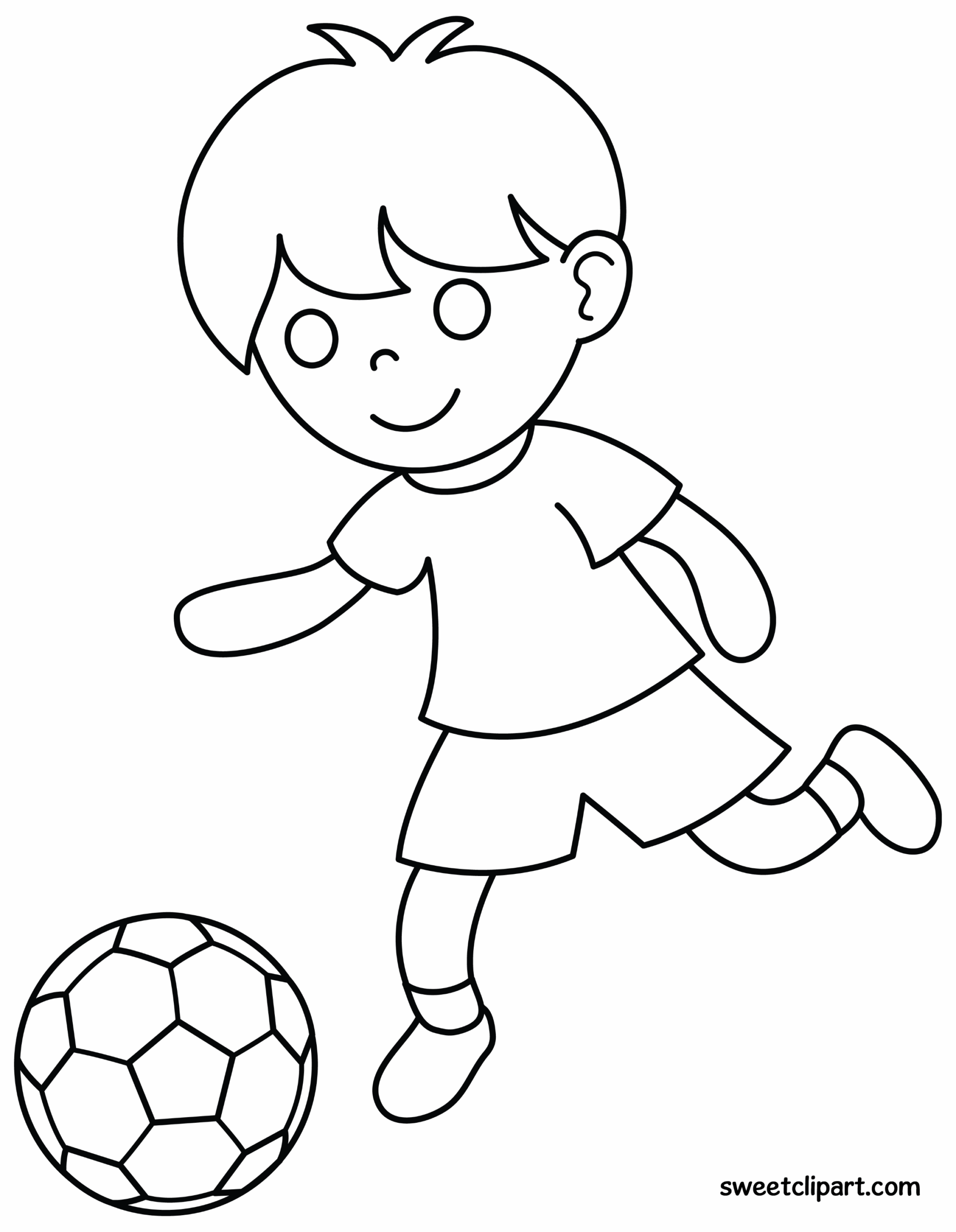 Boy Playing Soccer Coloring Page Free Clip Art