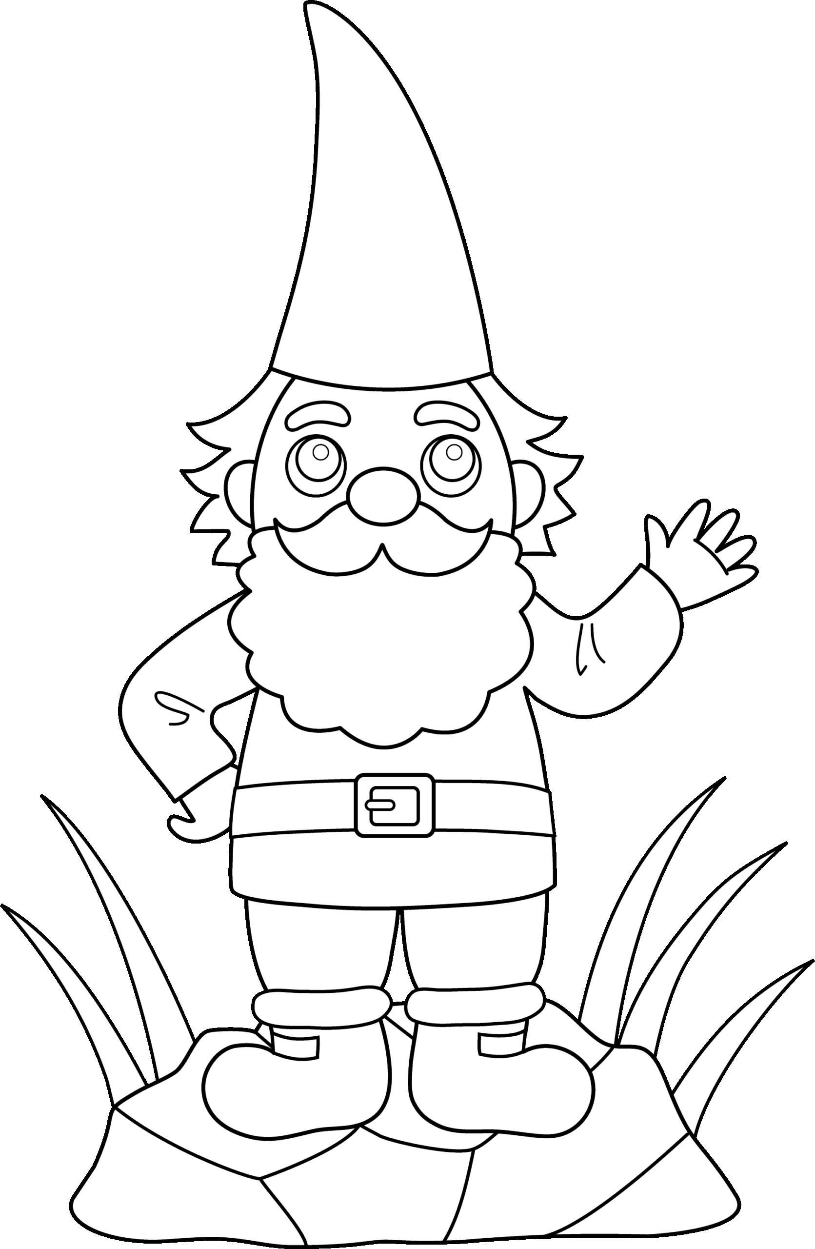 Colorable Garden Gnome Free Clip Art