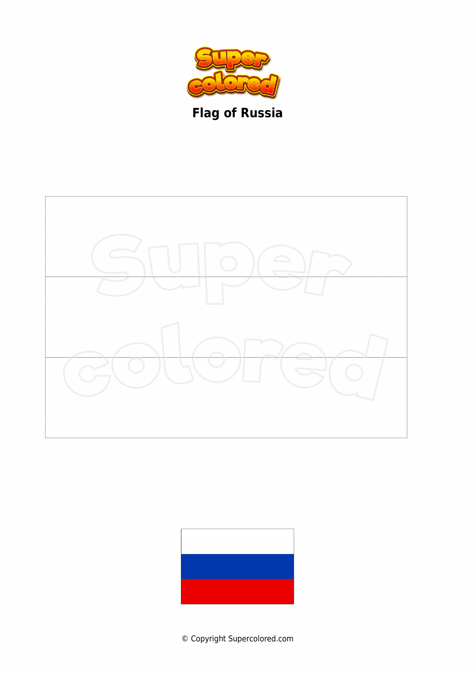 Coloring Page Flag Of Russia Supercolored