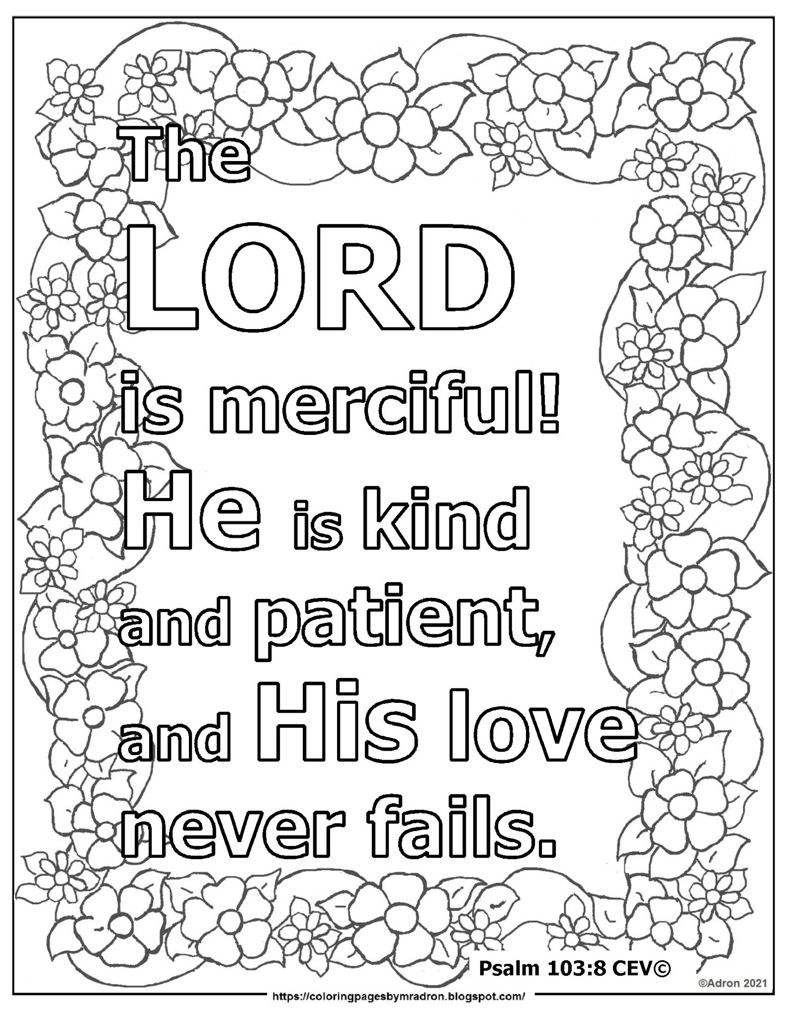Coloring Pages For Kids By Mr Adron Free Psalm 103 8 Print And Color Page The Lord Is Merciful