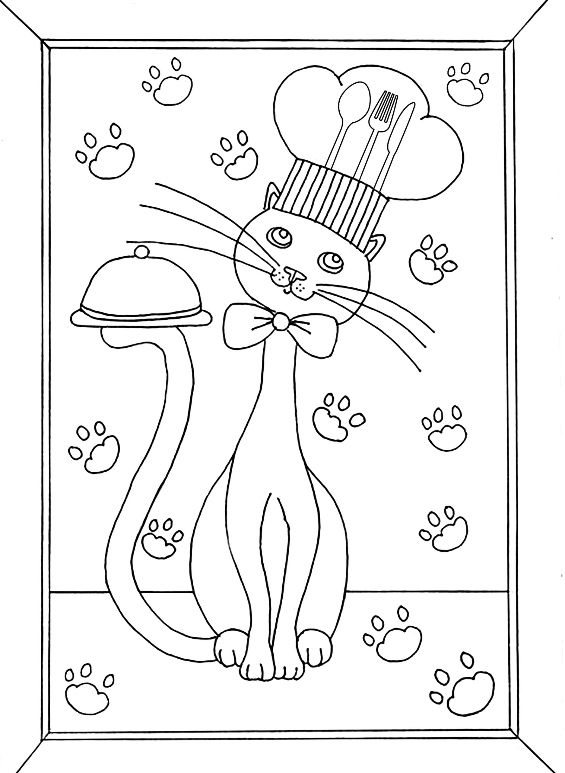 Cooking Cat Cat Coloring Pages For Adults