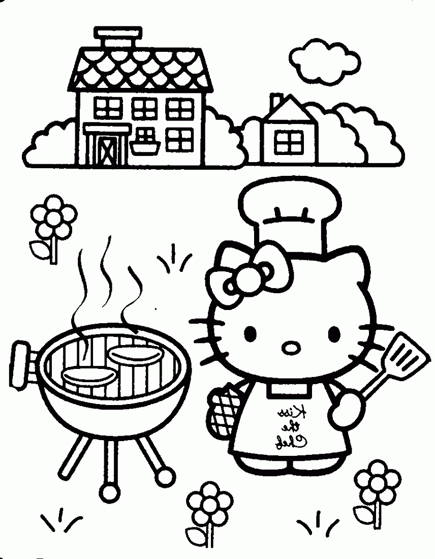 Cooking Cat Coloring Pages Printable