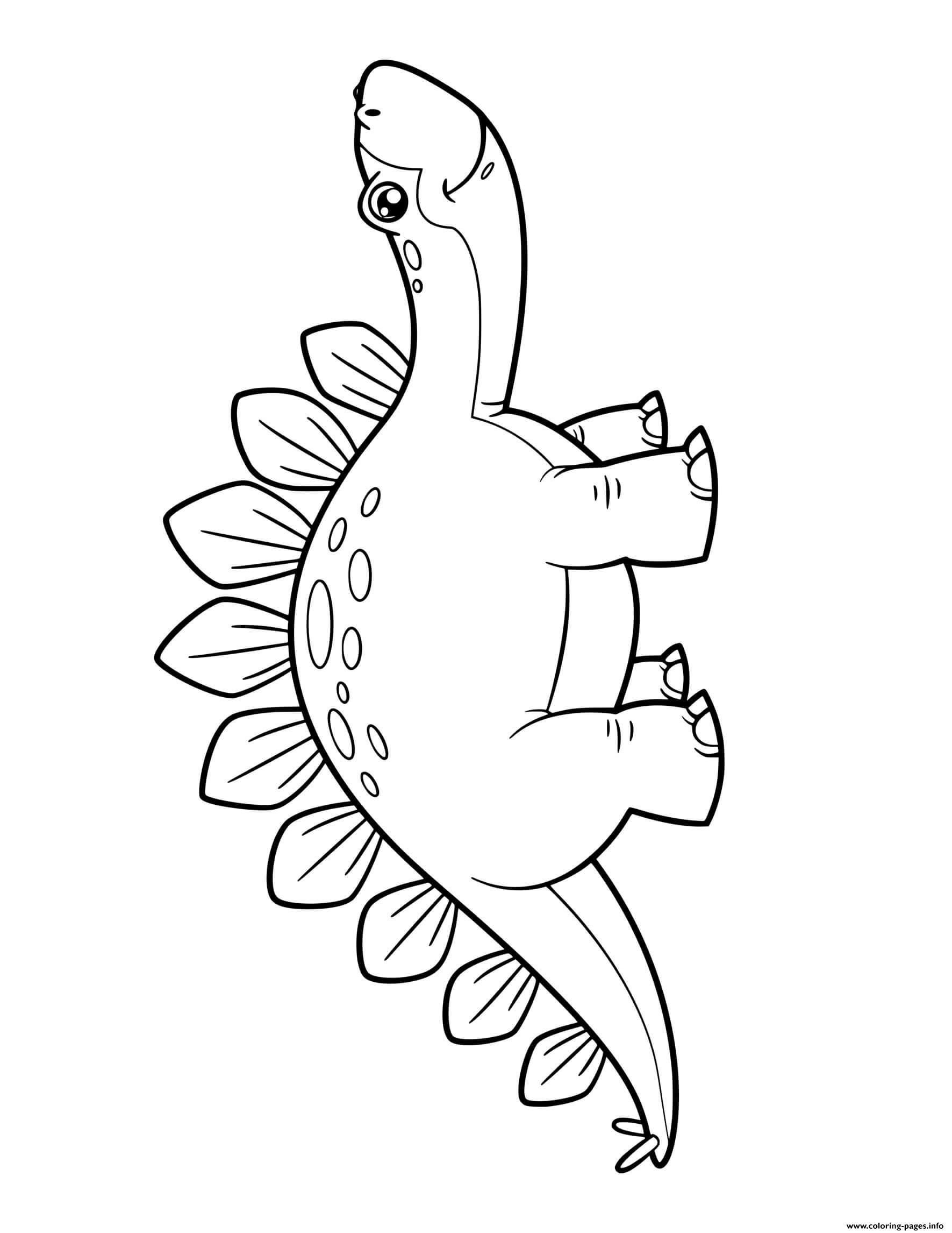 Dinosaur Cartoon Stegosaurus Coloring Page Printable