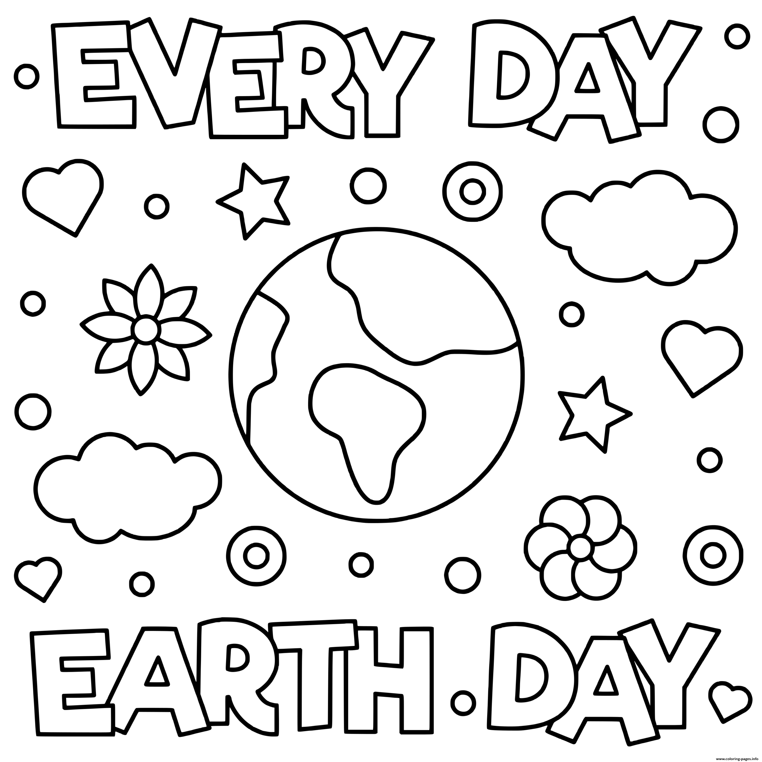 Everyday Earth Day Coloring Page Printable