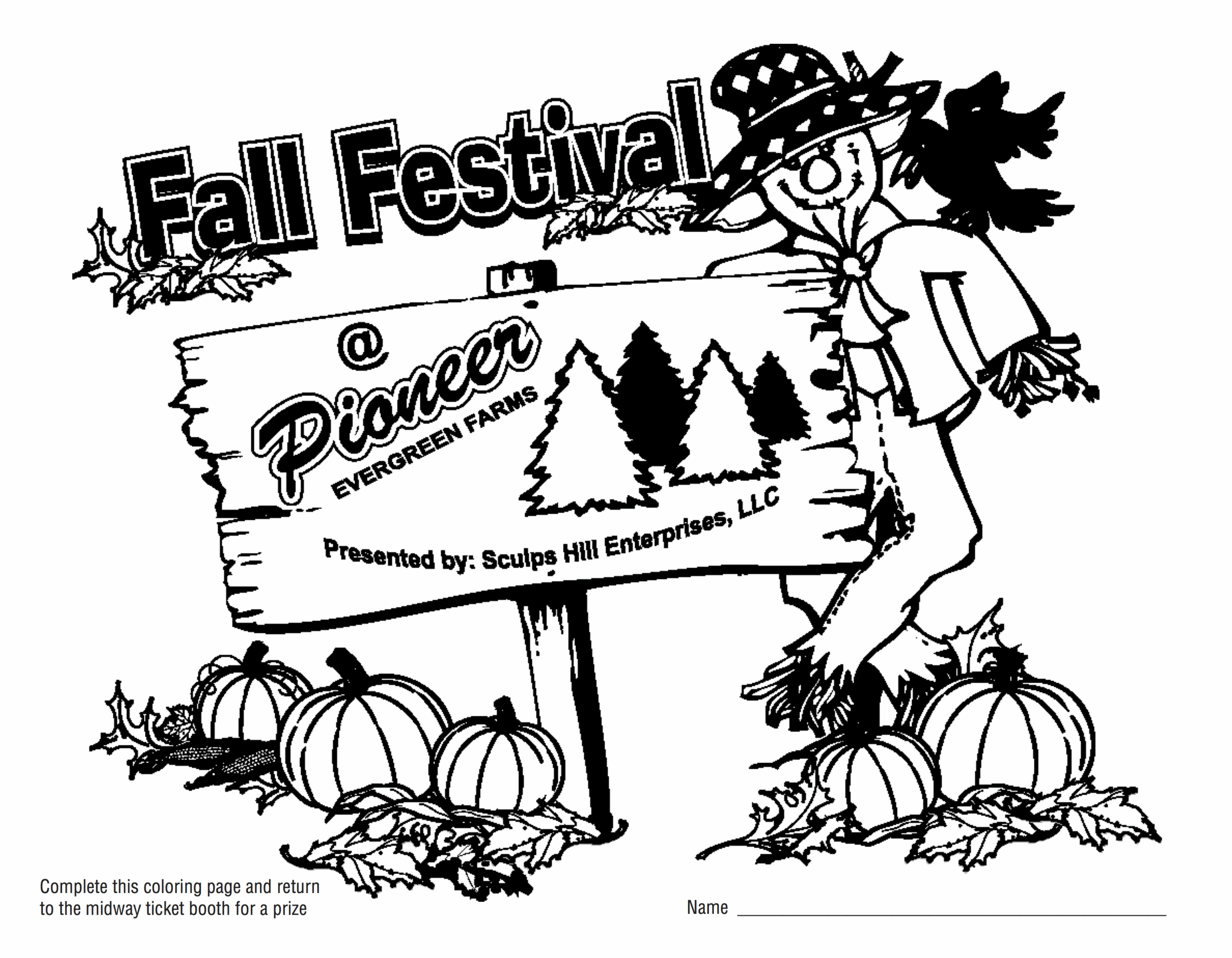 Fall Festival Coloring Pages Pioneer Evergreen Farms