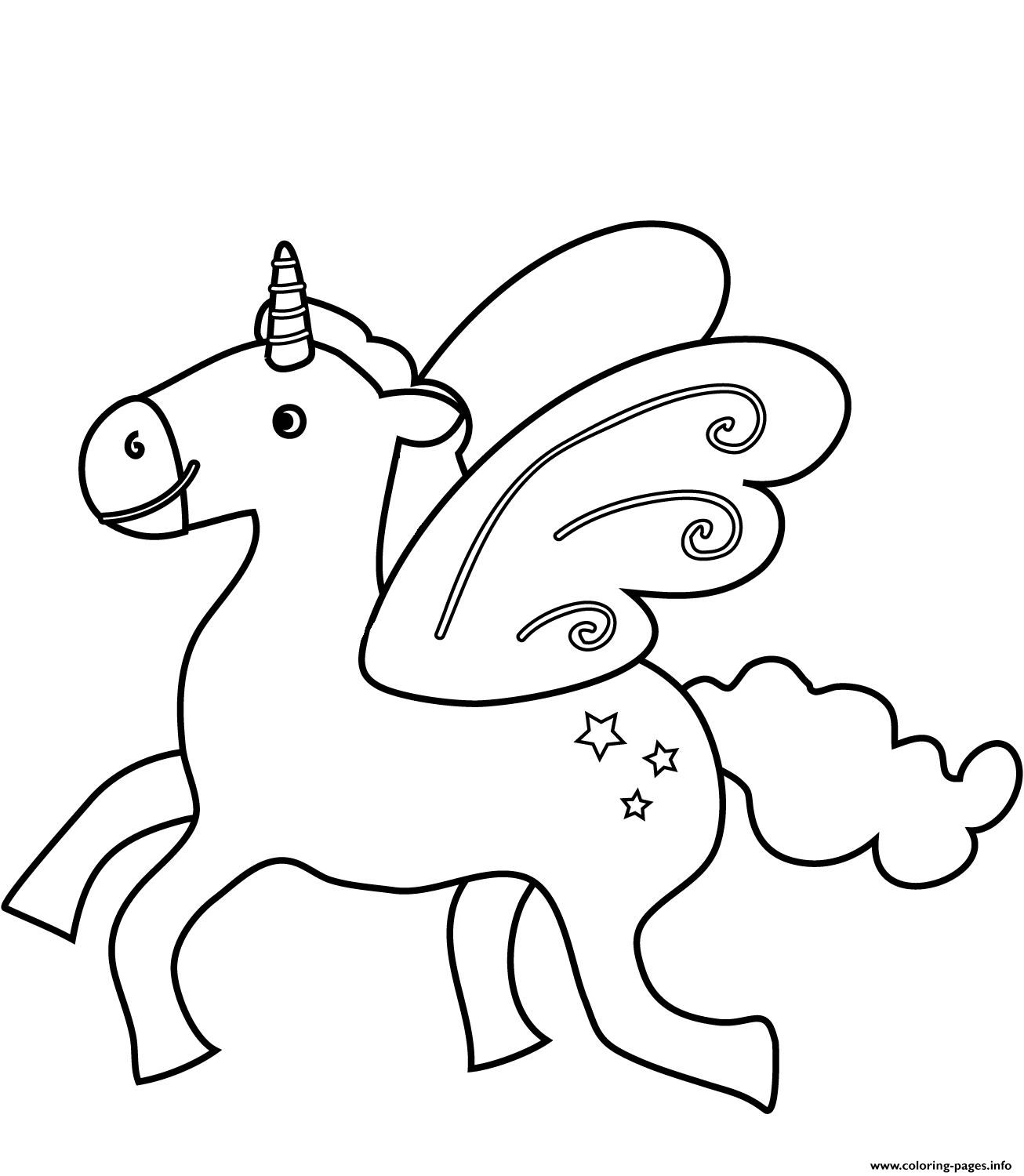 Flying Unicorn Coloring Page Printable