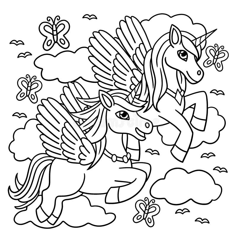Flying Unicorn Printable Coloring Pages