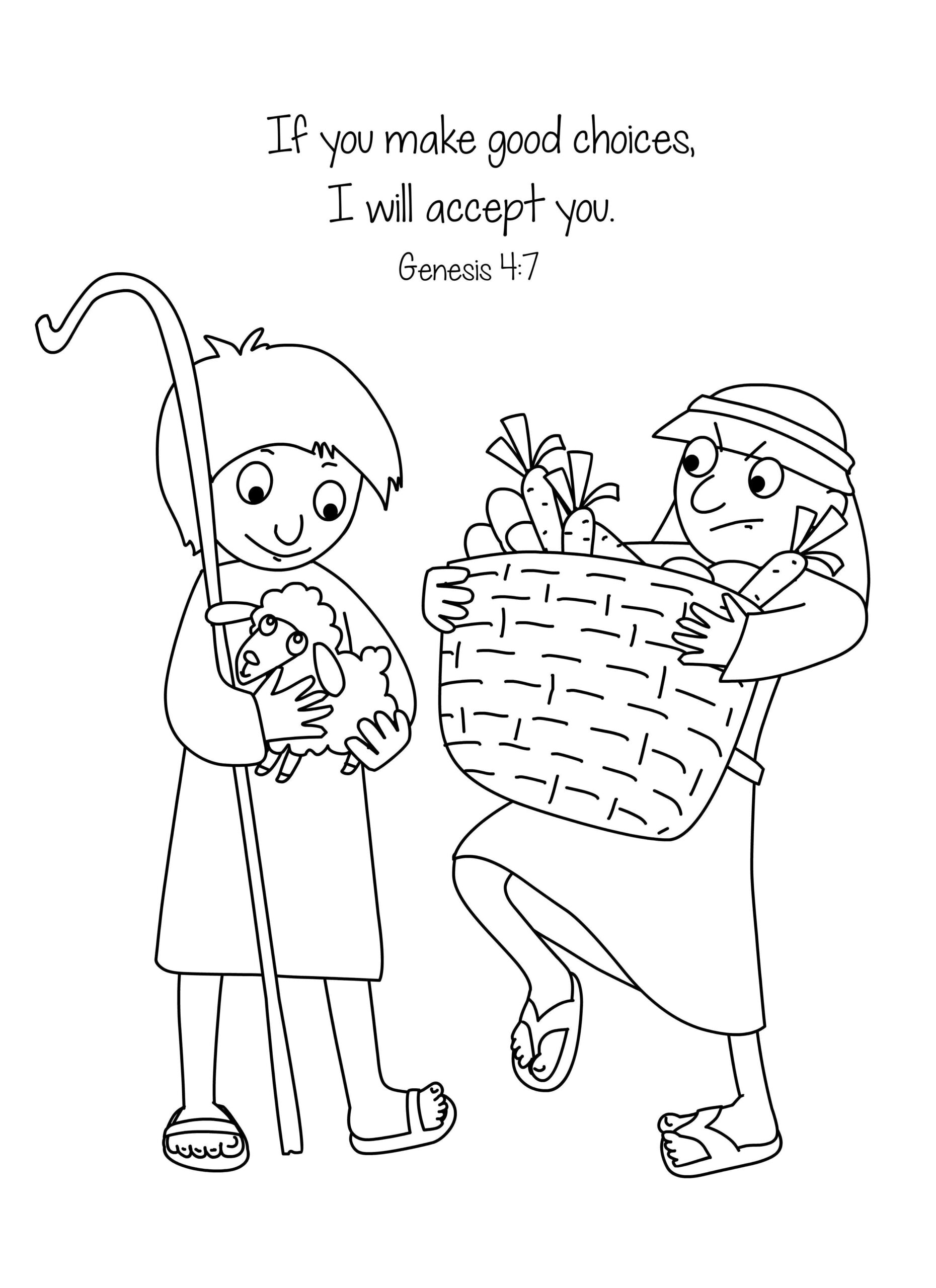 Free Bible Coloring Page Cain And Abel In 2021 Cain And Abel Bible Coloring Bible Coloring Pages