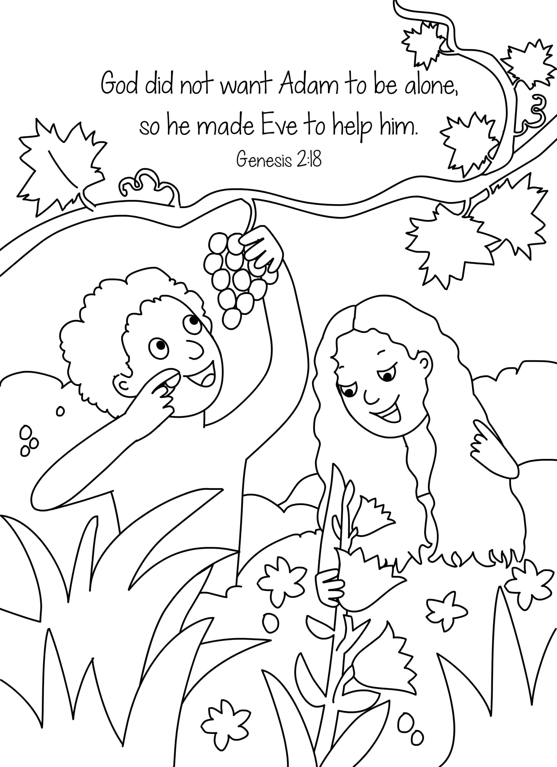 Free Bible Coloring Pages Of Adam And Eve Coloring Home