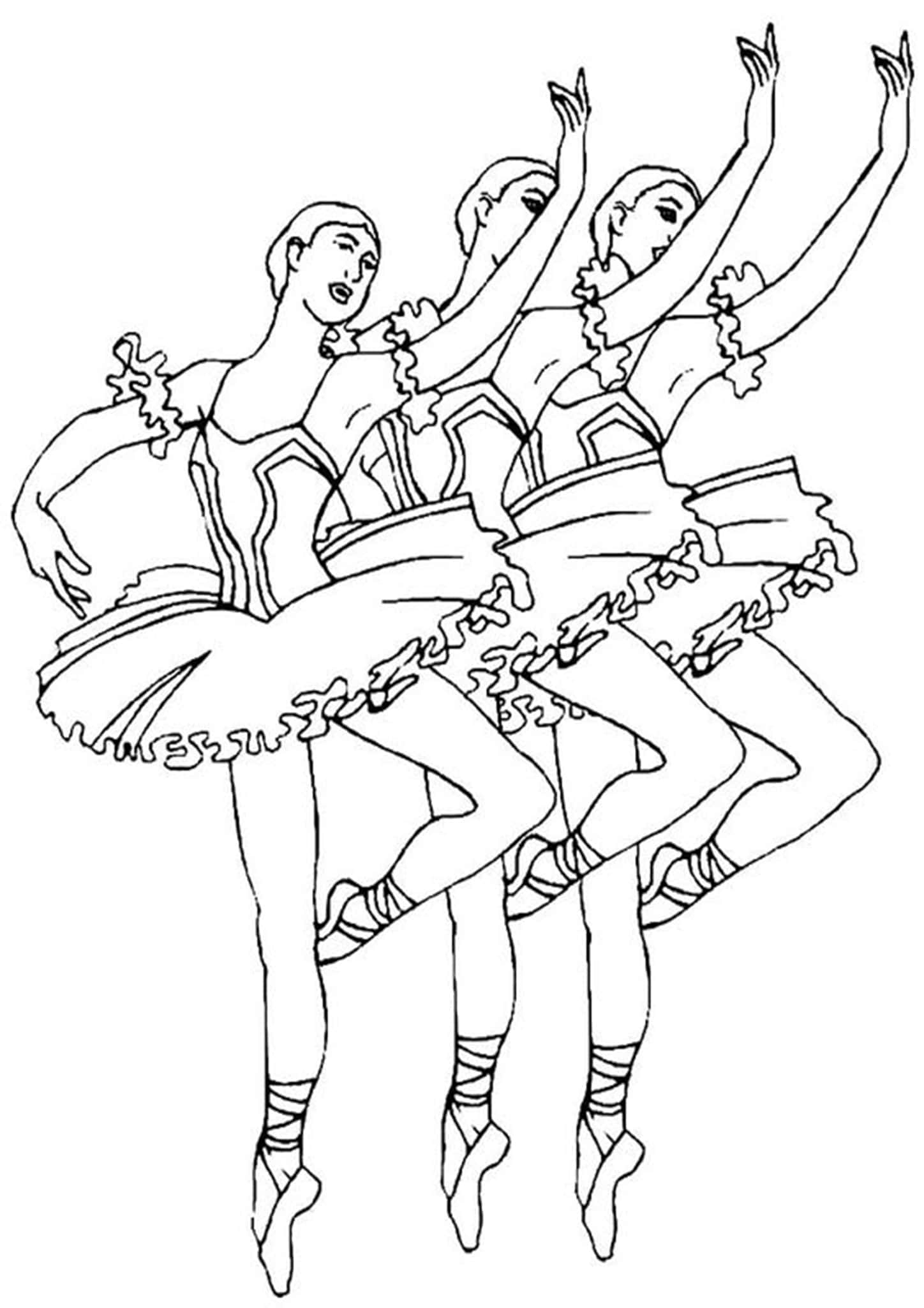 Ballerina Jumping Coloring Page Printable