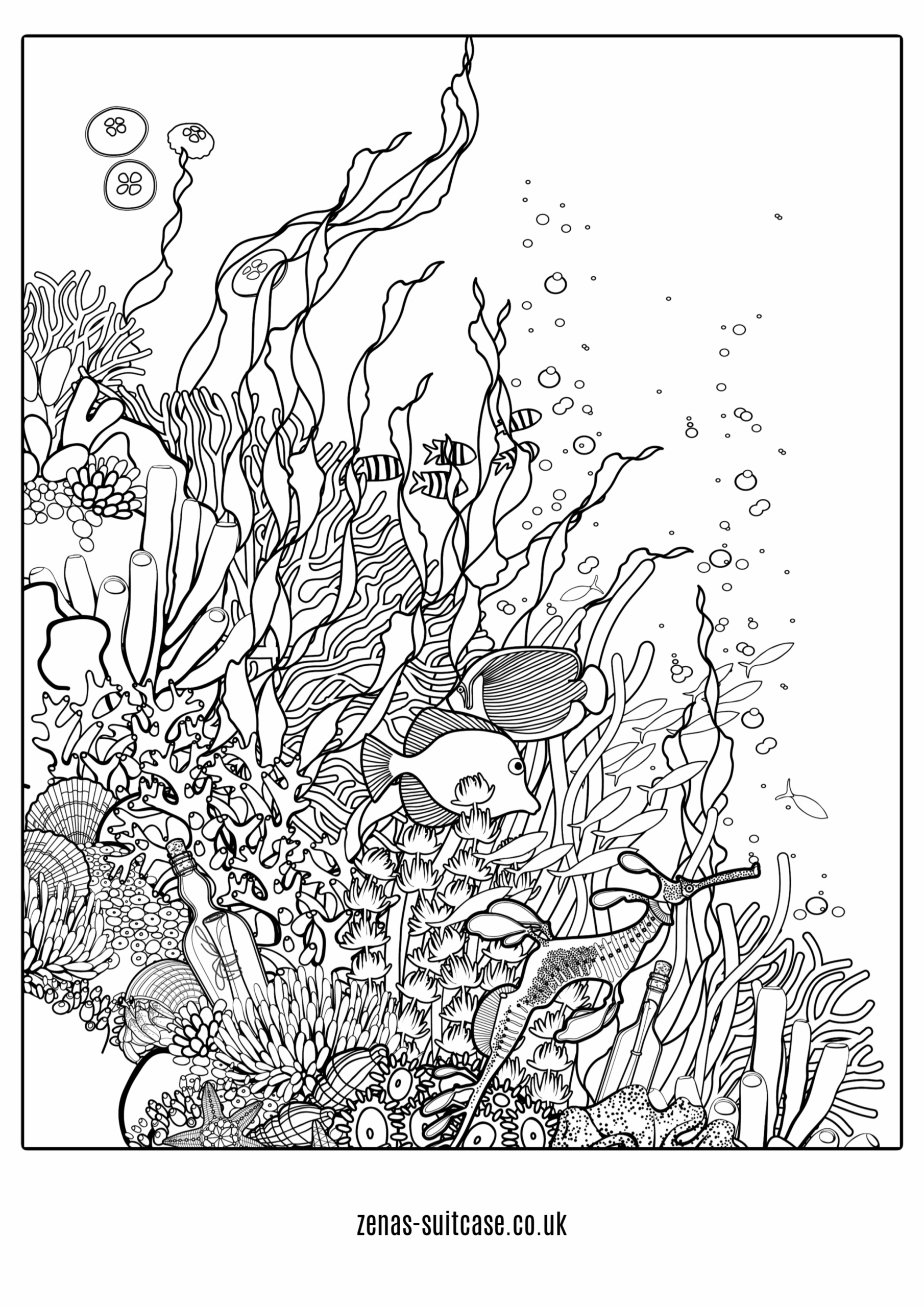 FREE Ocean Under The Sea Colouring Pages Ocean Coloring Pages Coral Reef Drawing Detailed