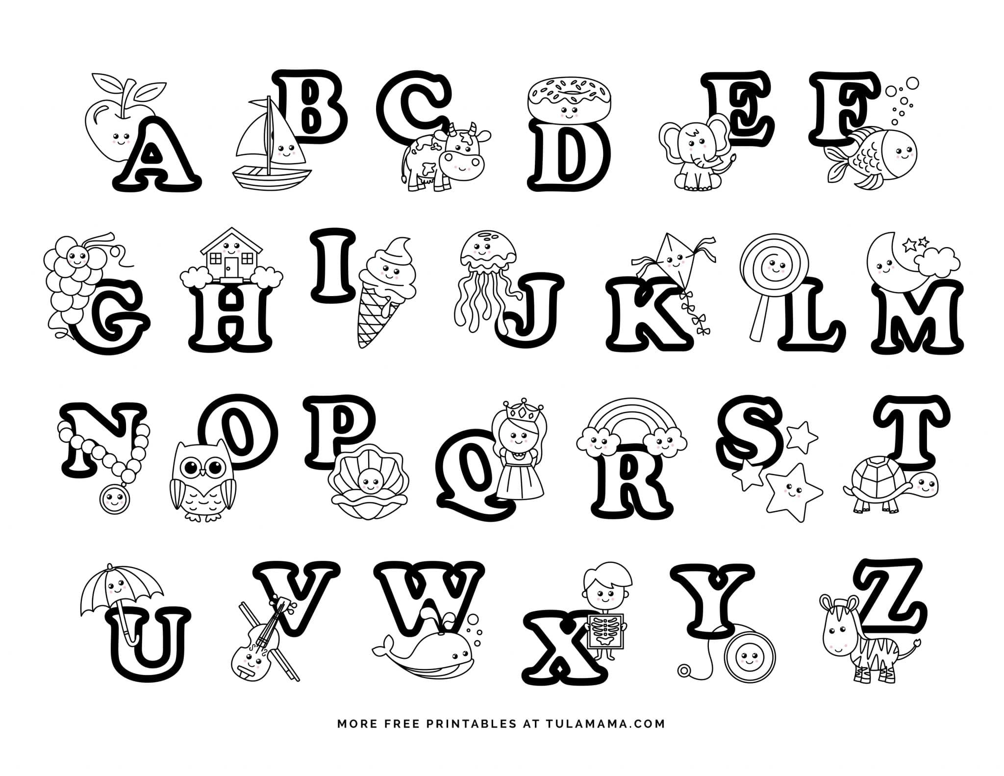 Printable Alphabet Letters Coloring Pages