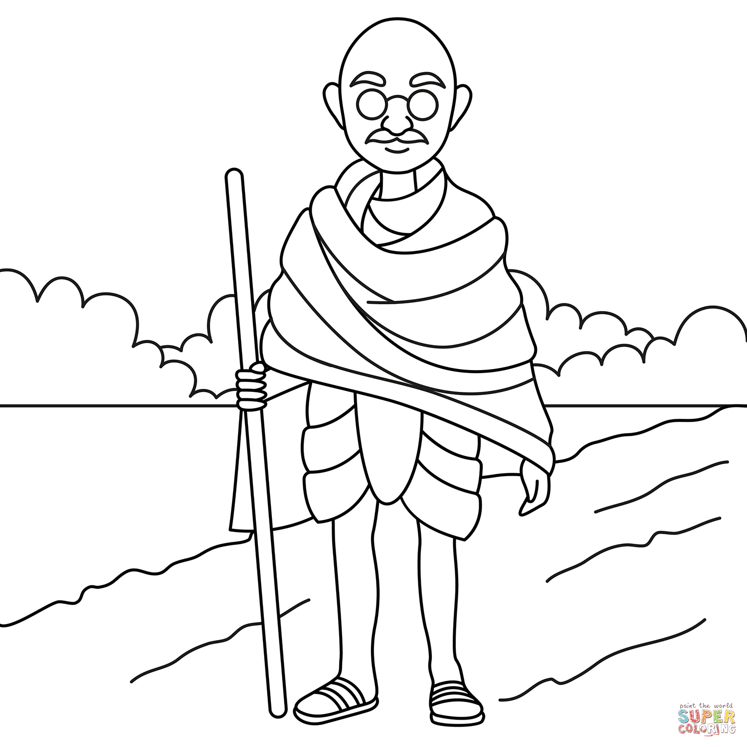 Ghandi Coloring Page Printable