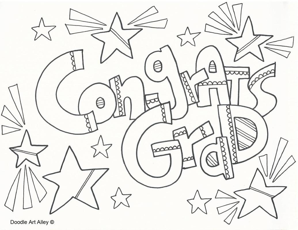 Graduation Coloring Pages Doodle Art Alley