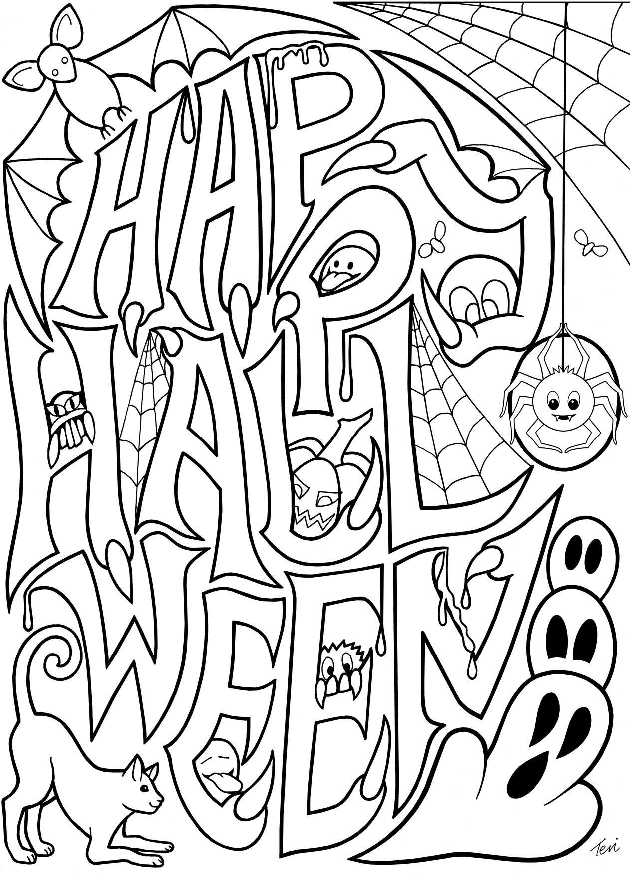 Happy Halloween Printable Coloring Pages