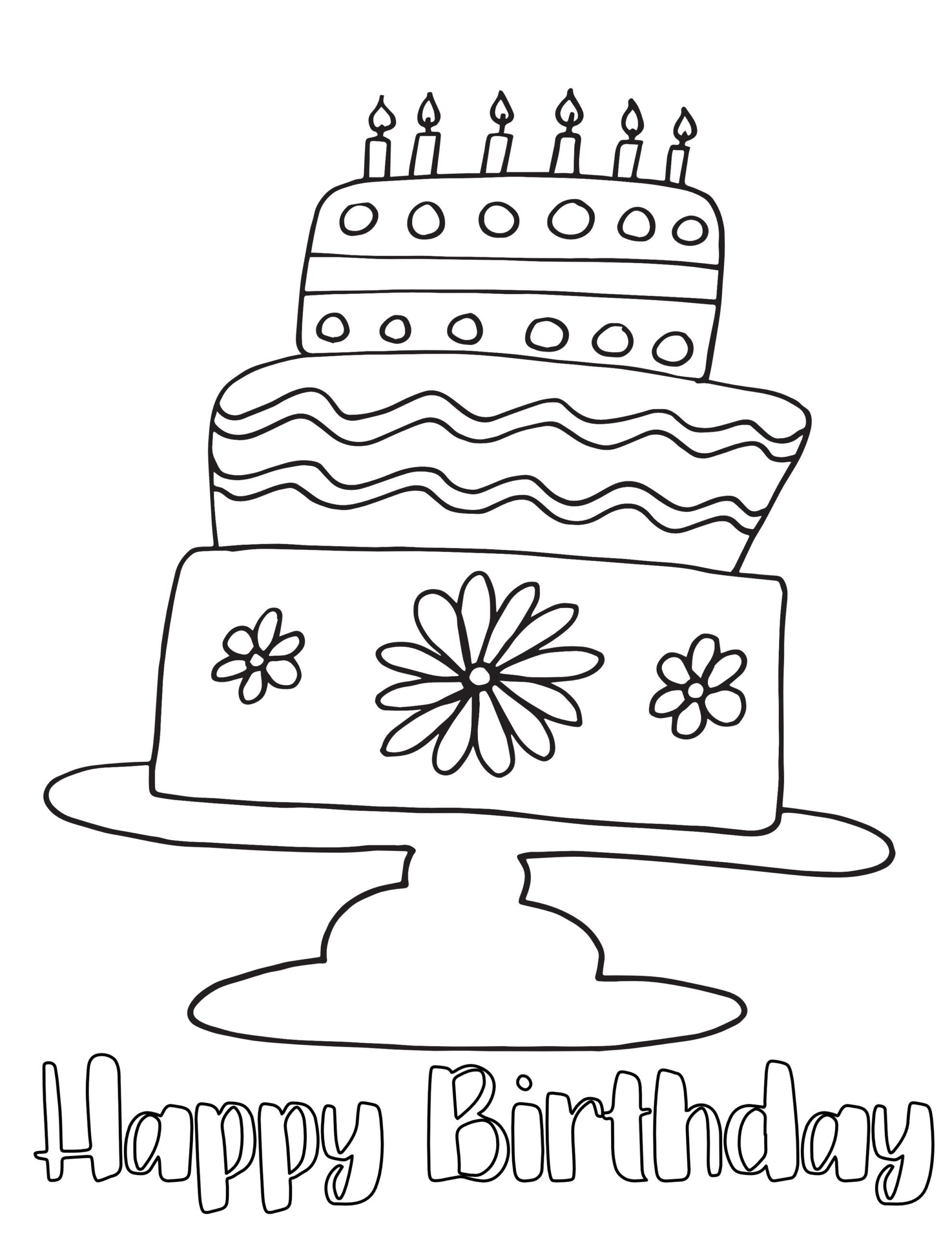 HAPPY BIRTHDAY CAKE Free Coloring Page Stevie Doodles