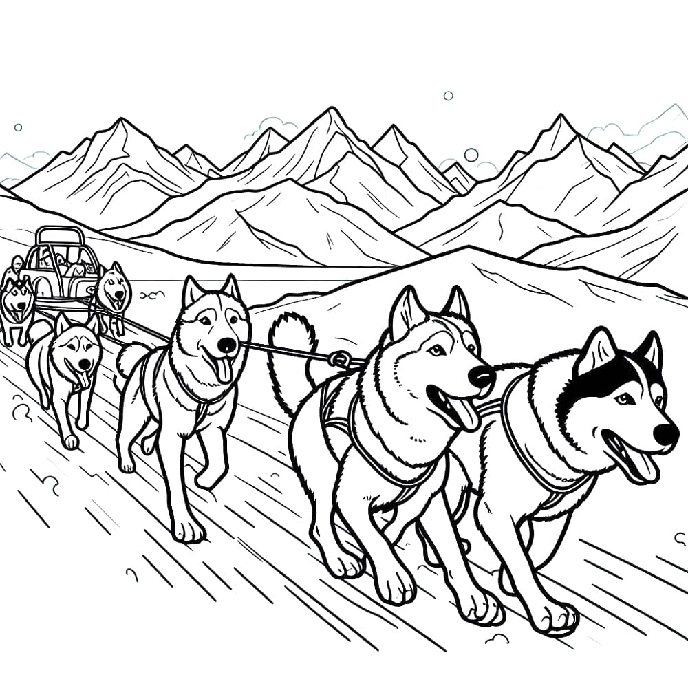 Iditarod Trail Sled Dog Race Coloring Page Download Print Or Color Online For Free