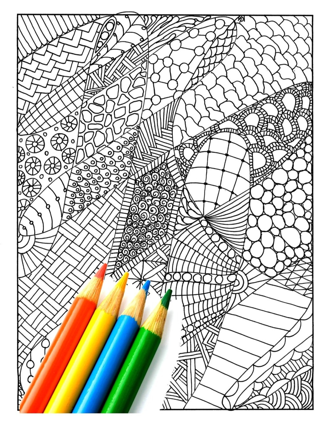Instant Download Printable Zendoodle Coloring Page Zentangle Etsy