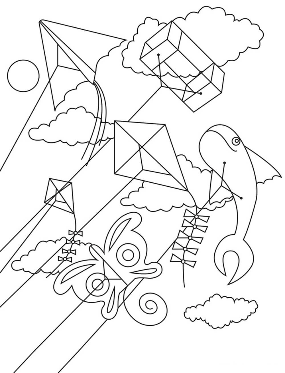 Kite Coloring Pages Free Printable