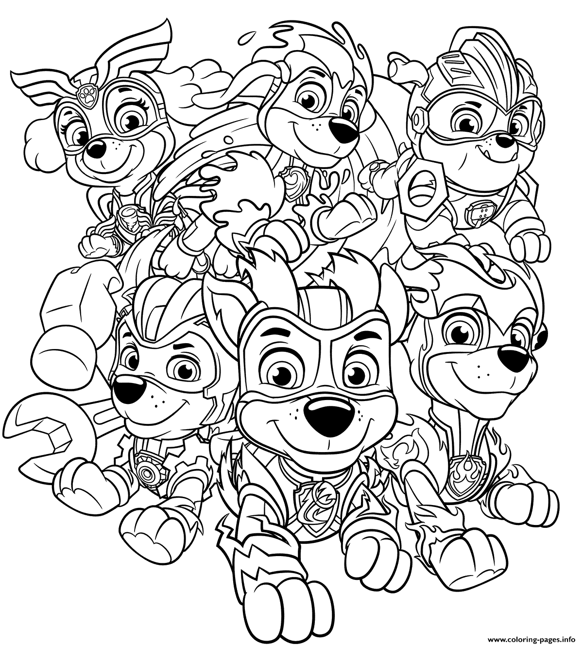 Mighty Pups Charged Up Coloring Page Printable