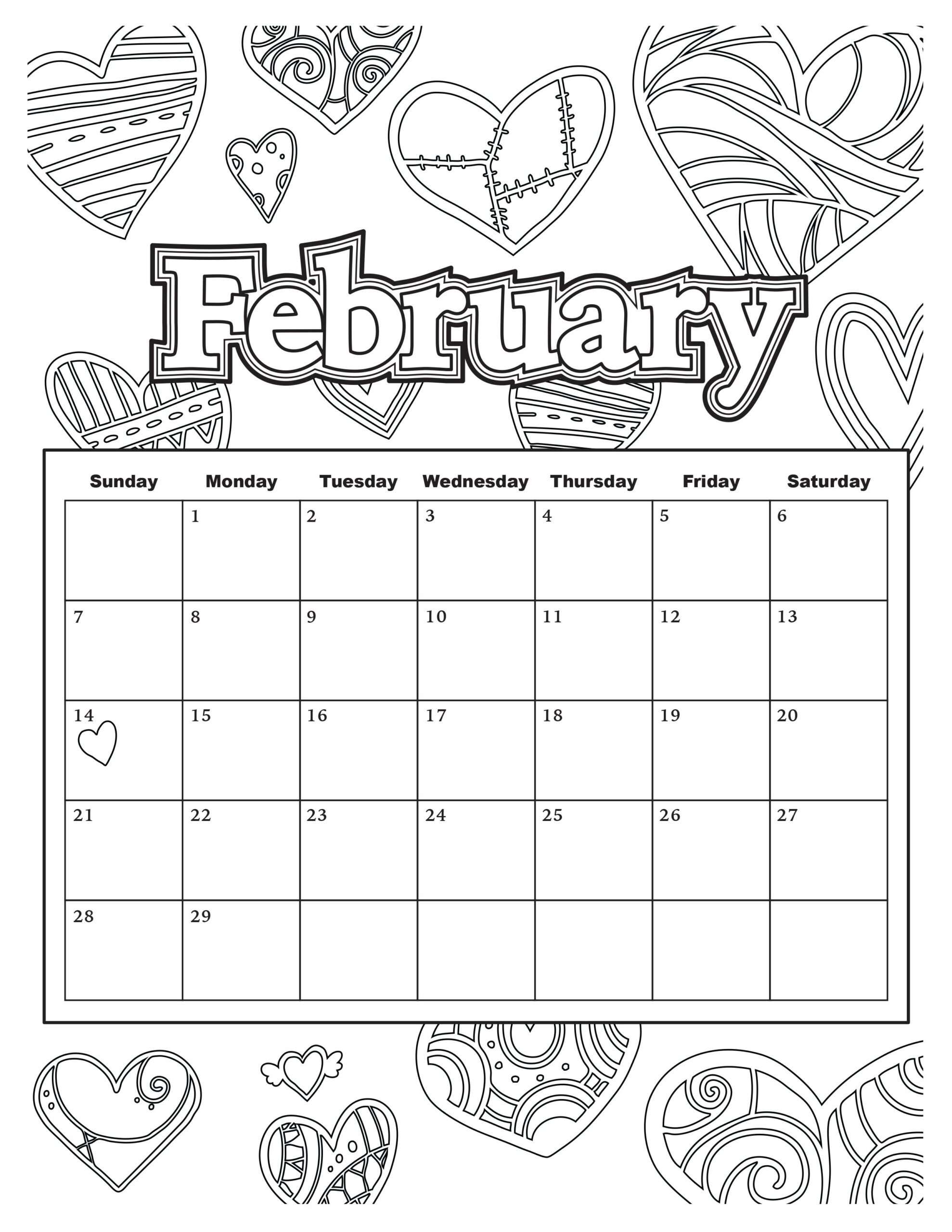 Monthly Calendar Coloring Pages Download And Print For Free
