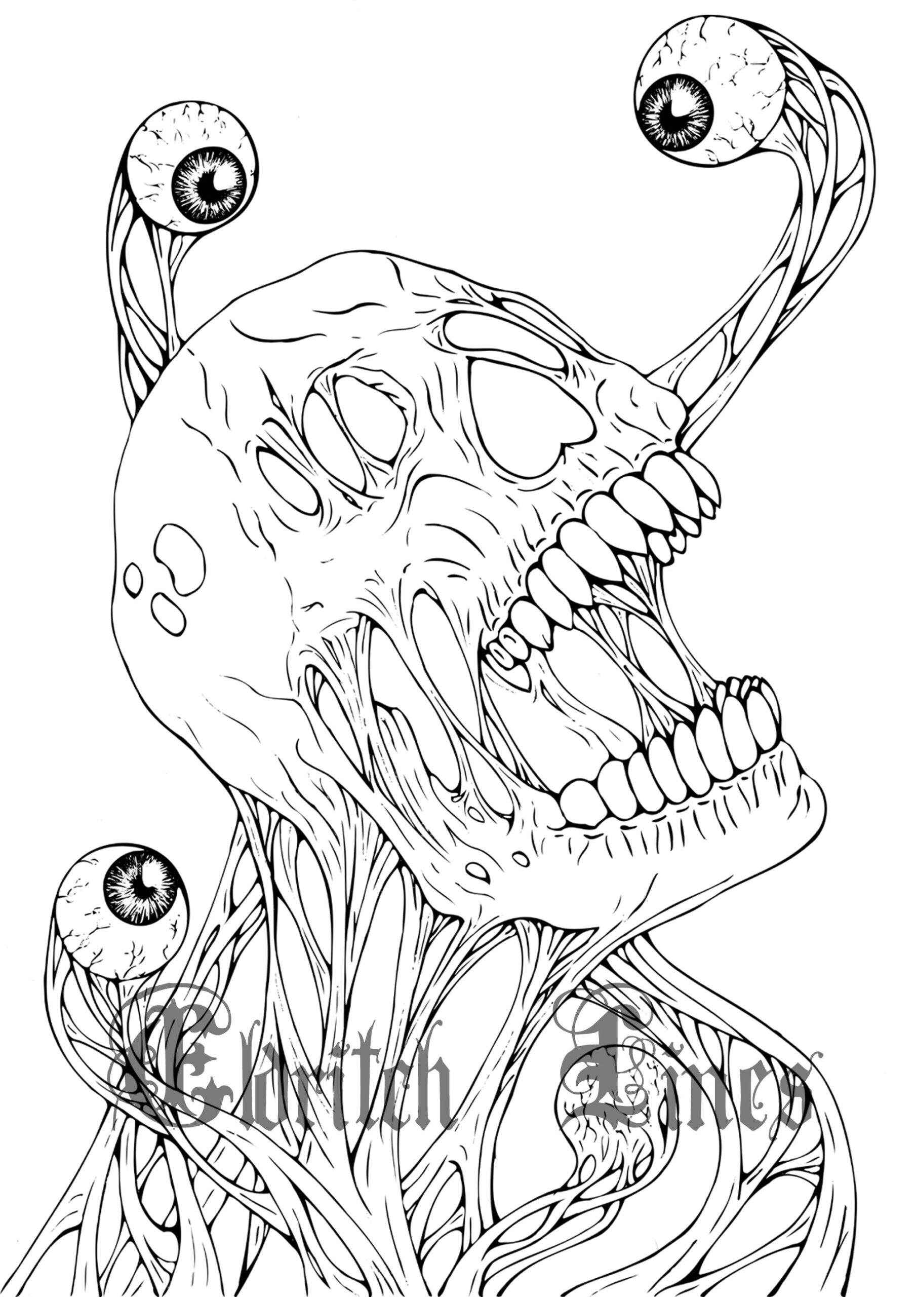 Paranoia Printable Horror Adult Coloring Page Lineart Etsy Australia