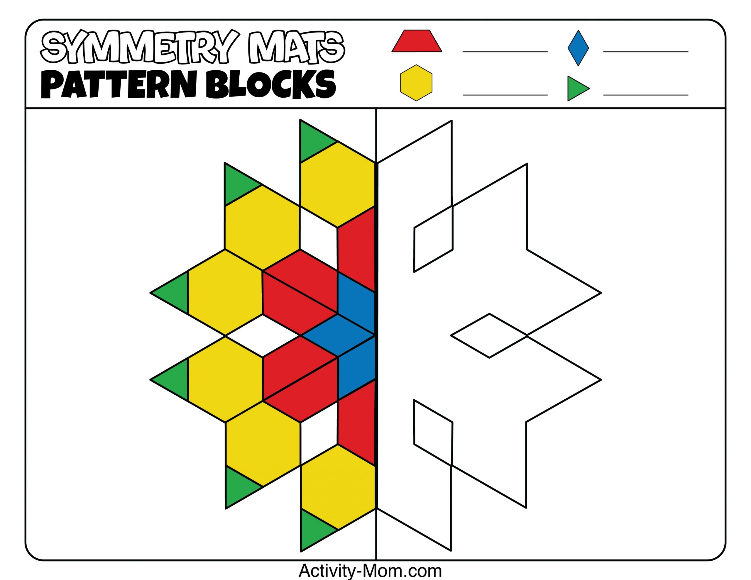 Pattern Block Mats Free Printable The Activity Mom
