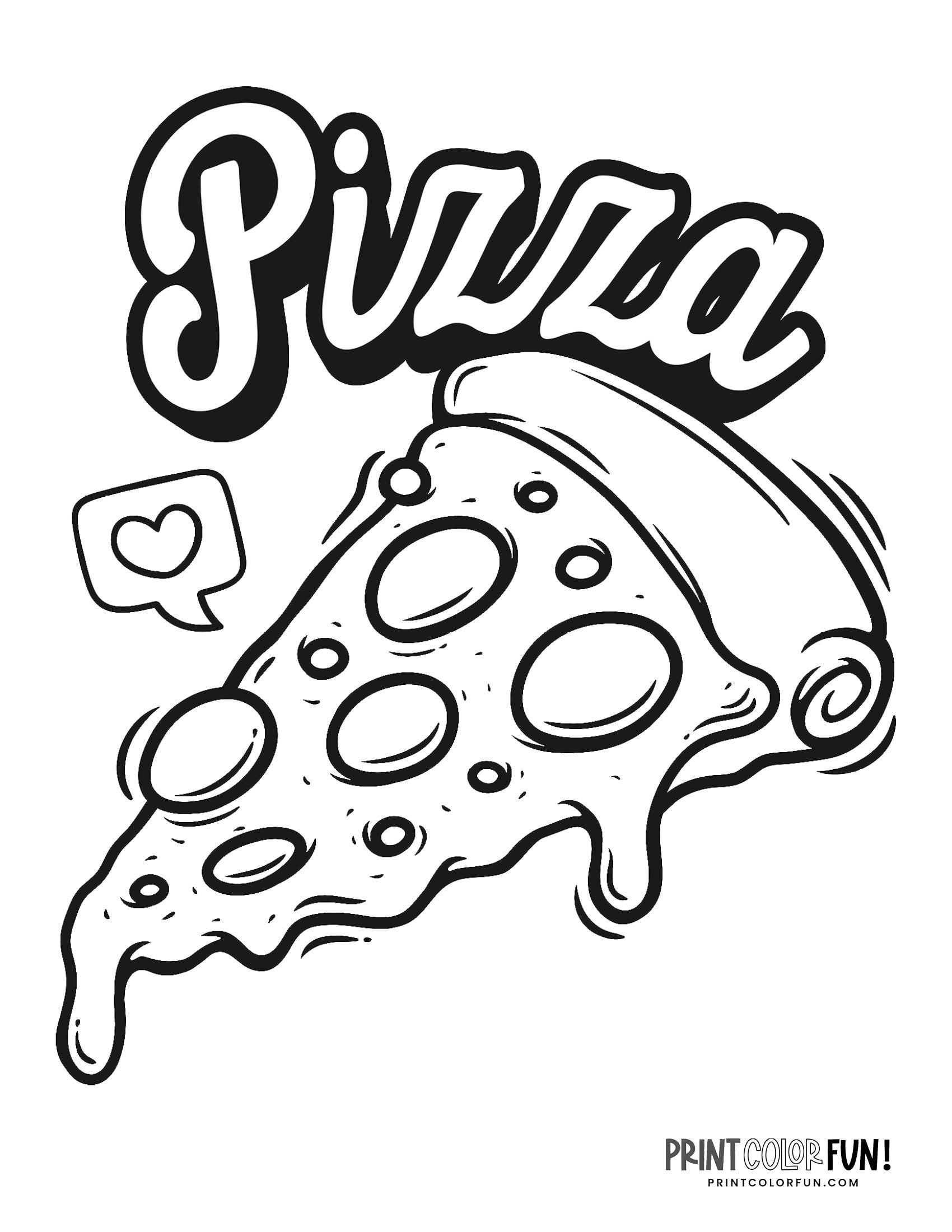 Pizza Coloring Pages Slices Whole Pizza Pies Print Color Fun