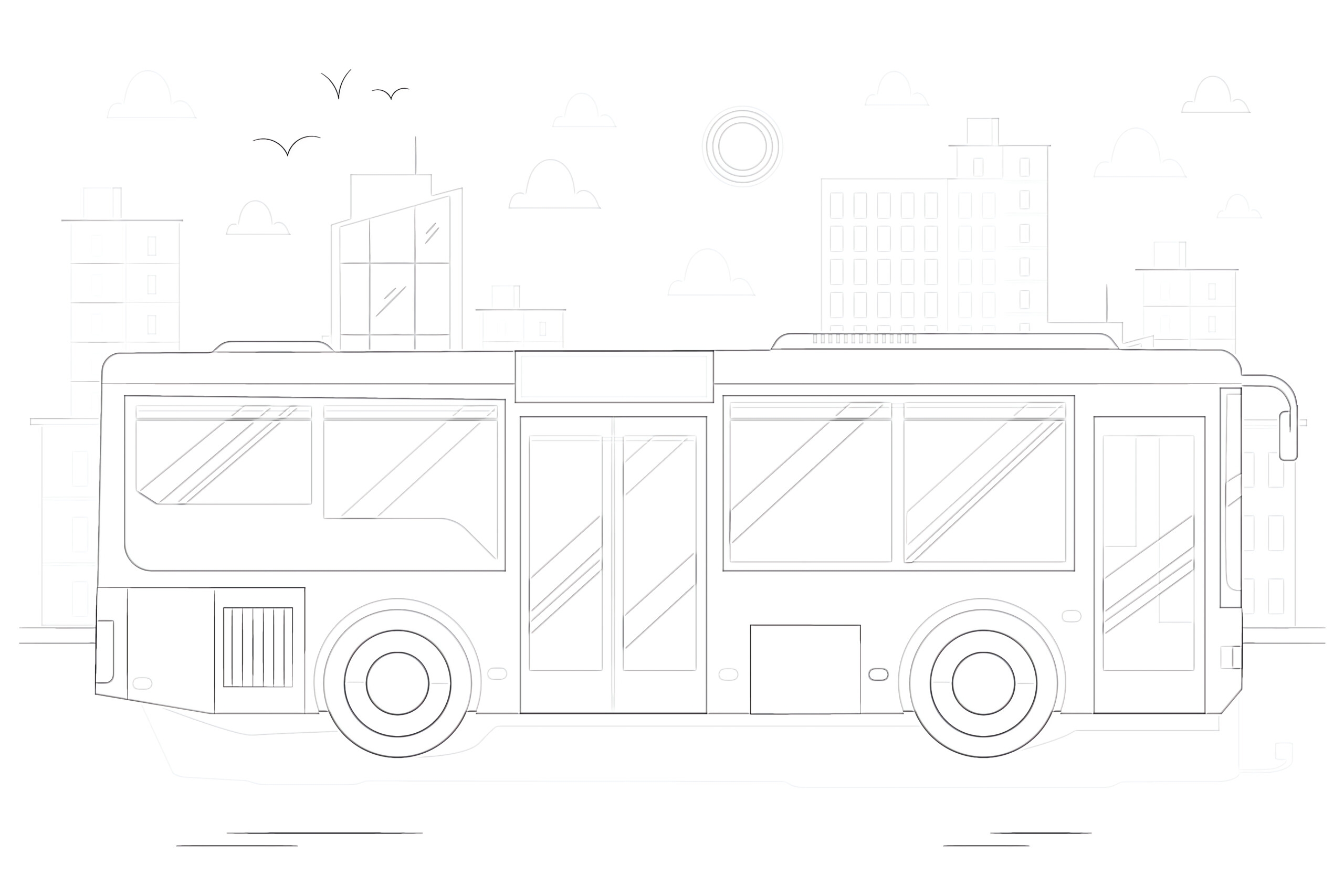 Printable City Bus Coloring Page Mimi Panda