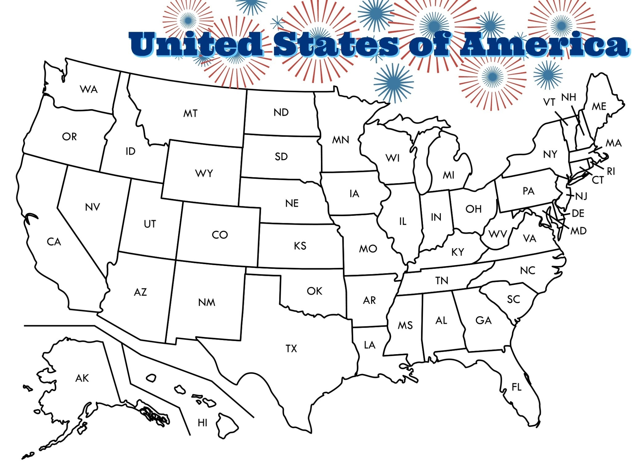 Printable Color Map Of The United States