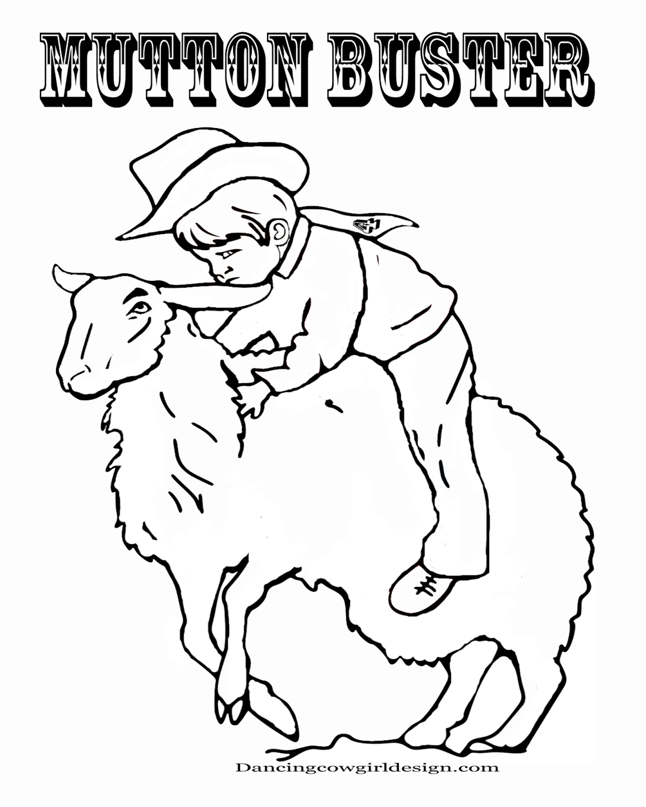 RODEO COLORING PAGES Cowboy Coloring Sheet Kid Mutton Bustin