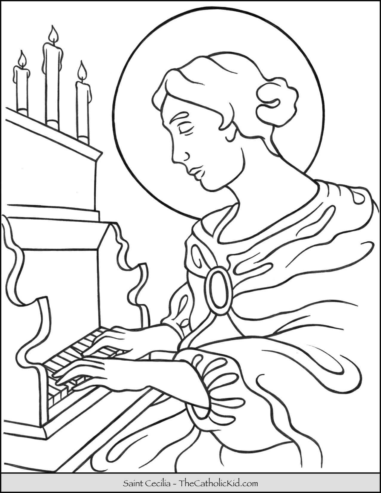 Saint Cecilia Coloring Page TheCatholicKid