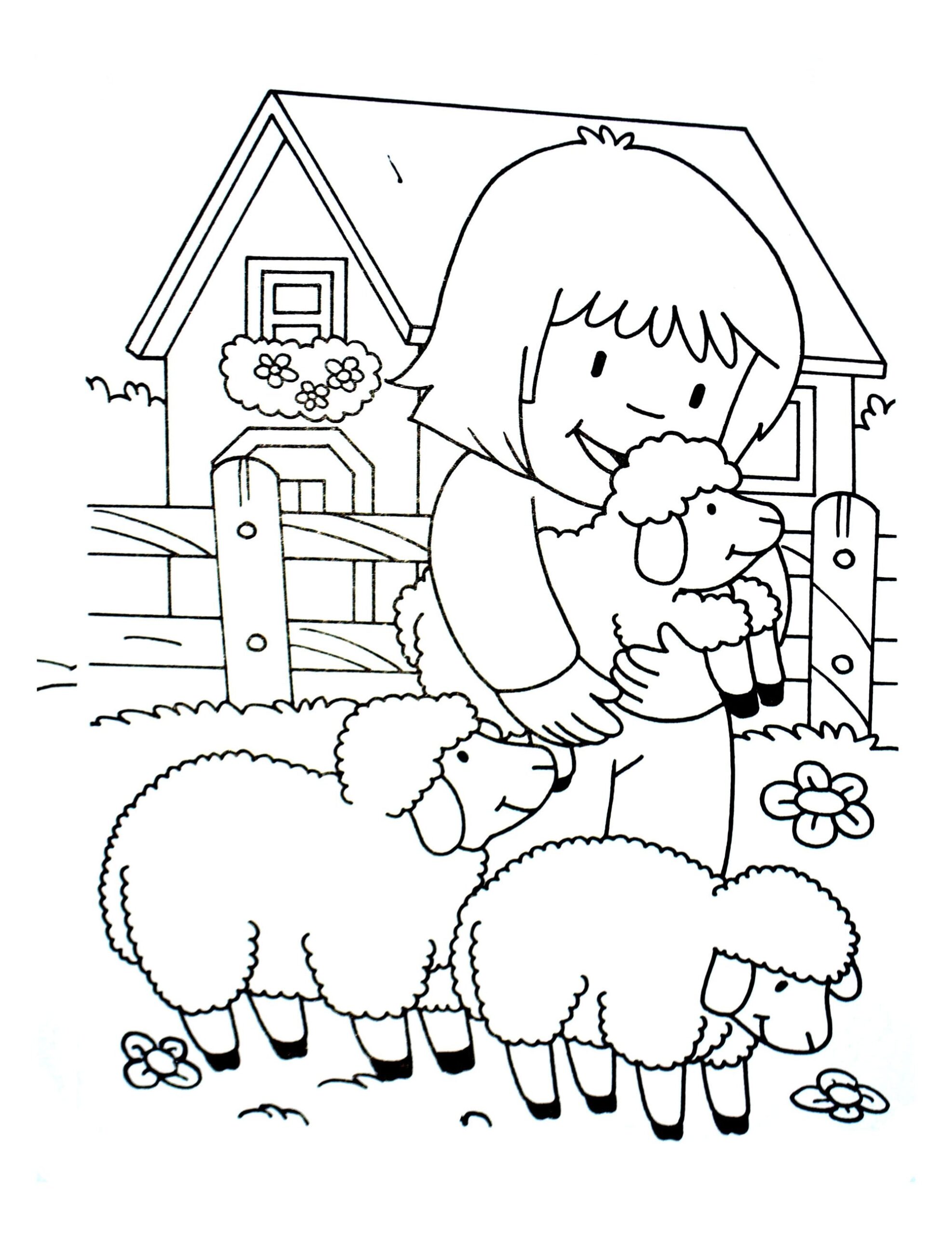 Sheep On The Farm Farm Coloring Pages For Kids