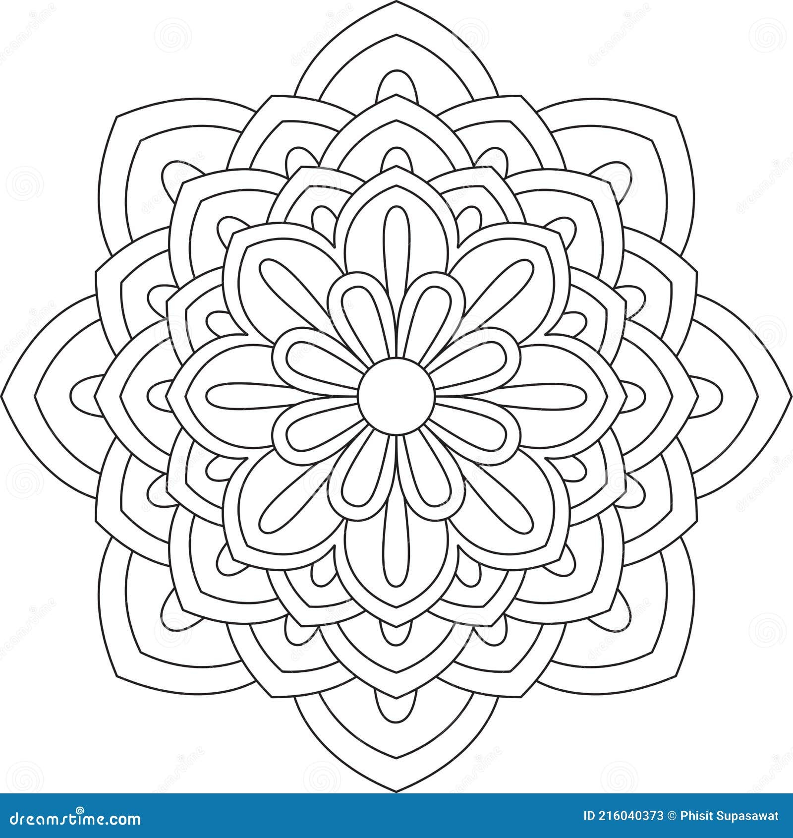 Simple Mandala Circle Coloring Page For Adult Children Stock Vector Illustration Of Indian