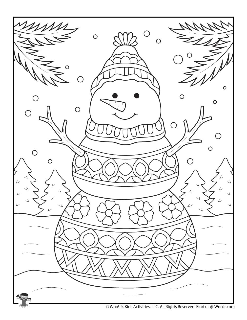 Snowman Printable Winter Coloring Pages Woo Jr Kids Activities Children S Publishing