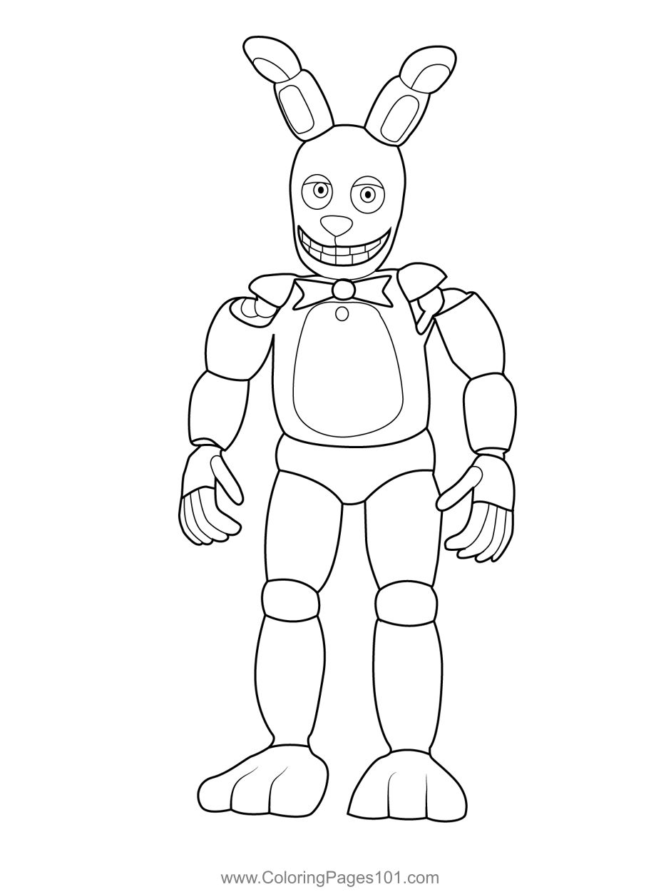 Spring Bonnie FNAF Coloring Page For Kids Free Five Nights At Freddy S Printable Coloring