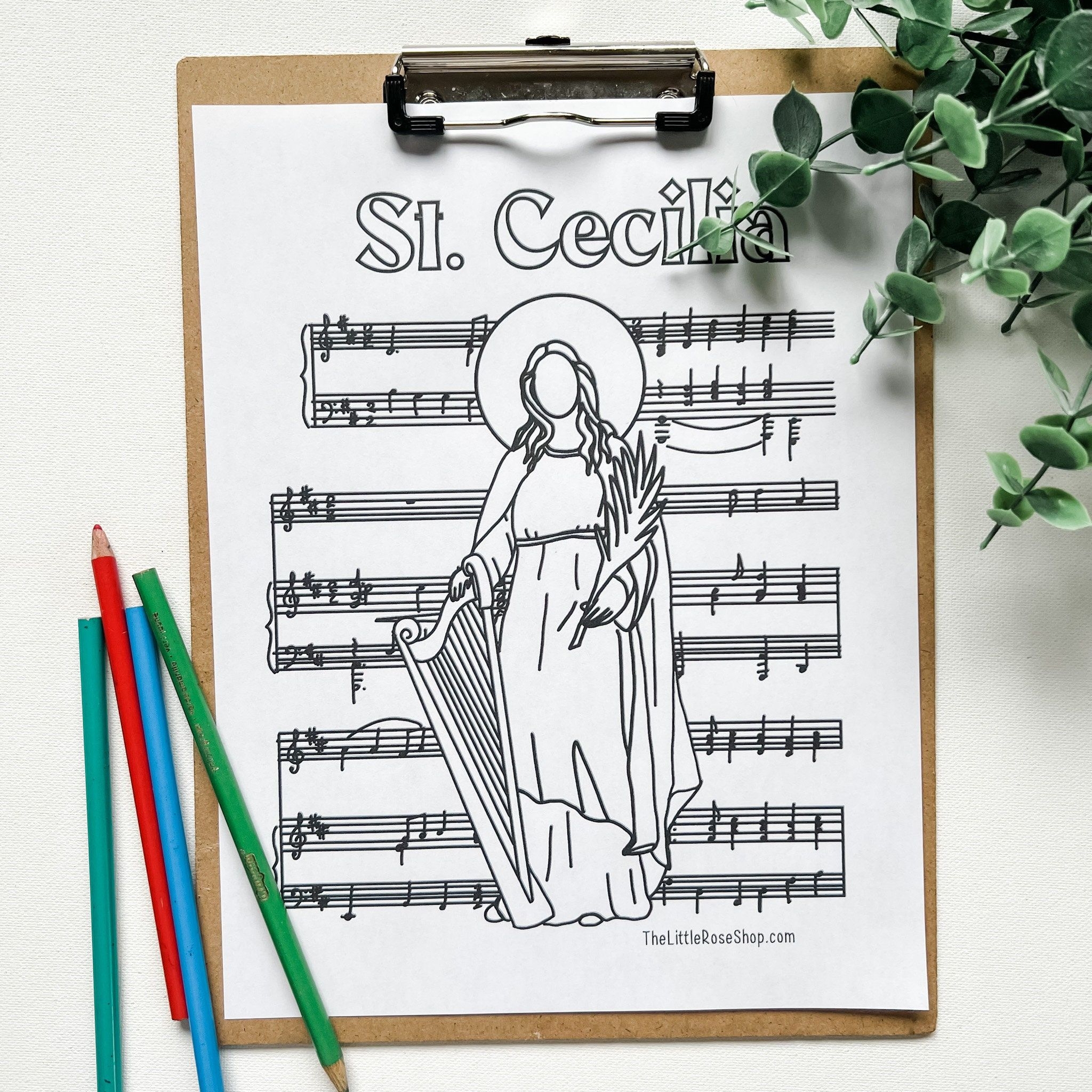 St Cecilia Coloring Page Printable Etsy In 2022 Etsy Printables Coloring Pages Color
