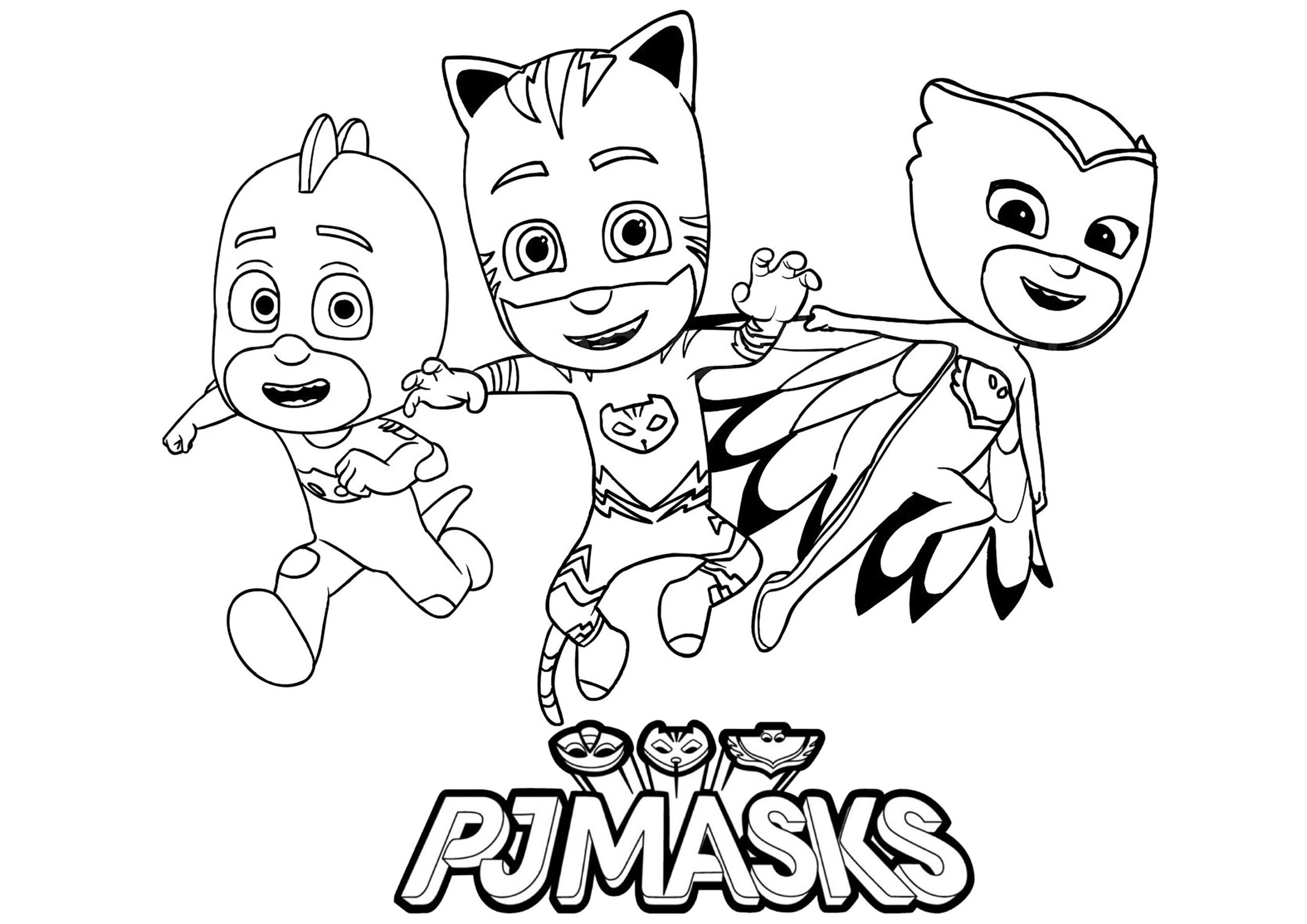 The 3 Heroes Catboy Owlette And Gekko PJ Masks Coloring Pages For Kids
