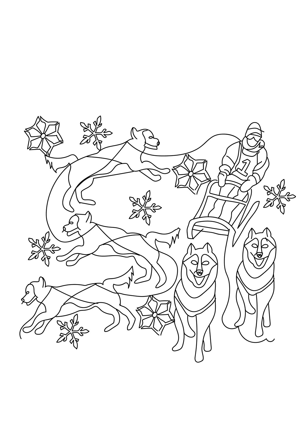 The Dog Sled Coloring Pages Winter Coloring Pages Coloring Pages For Kids And Adults