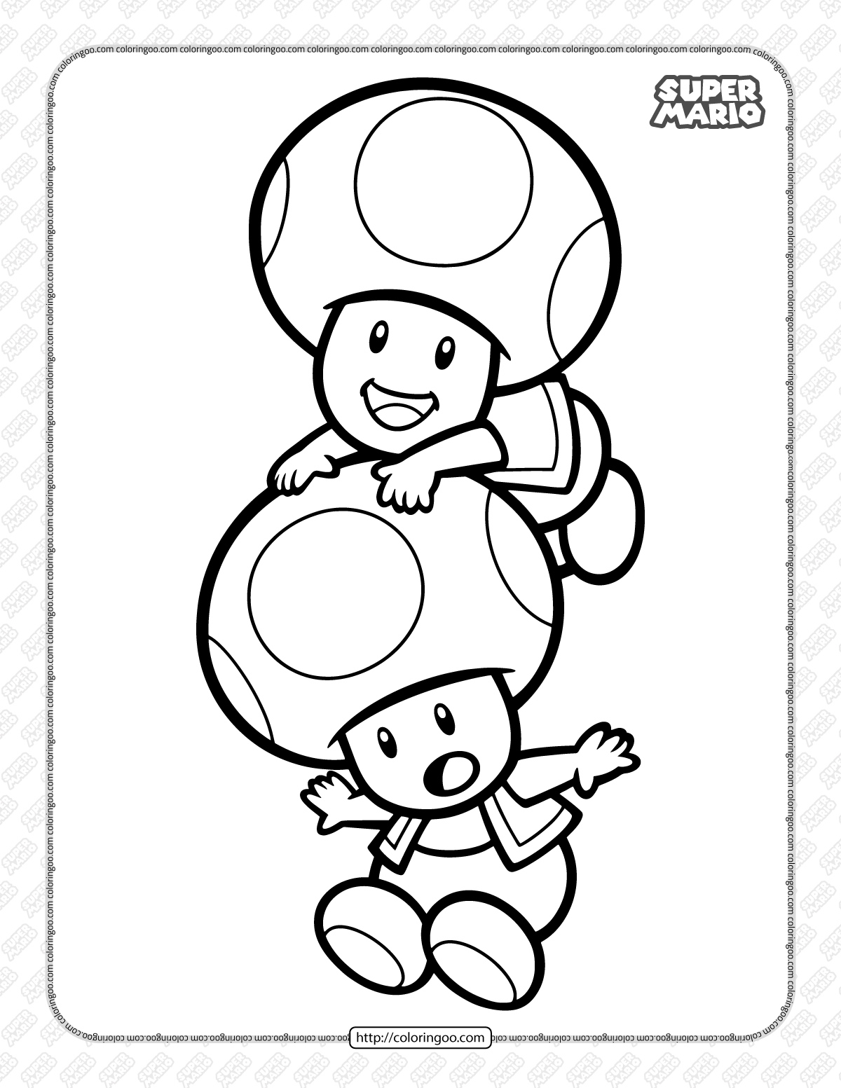 Toad Mario Coloring Pages Printable