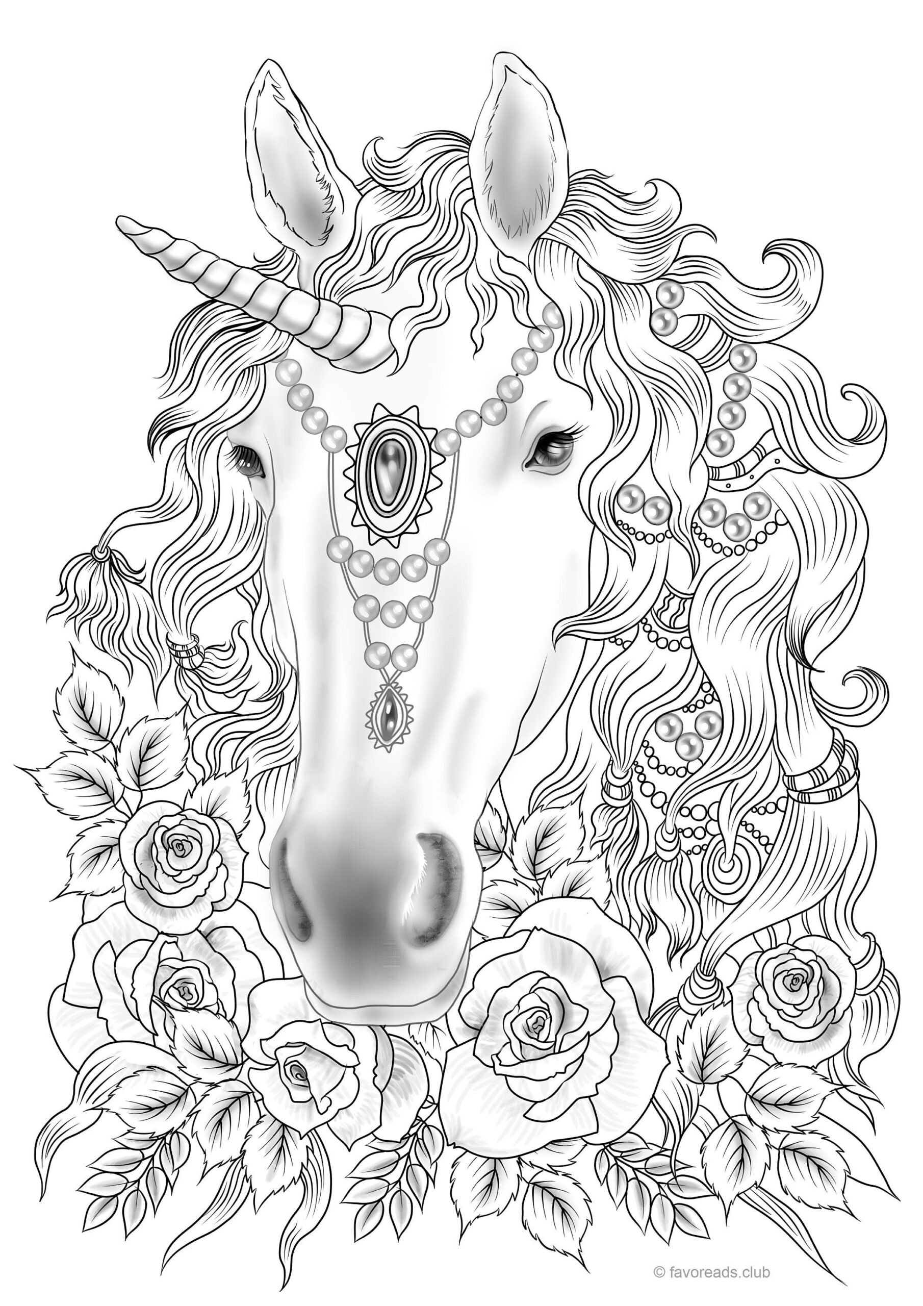Unicorn Printable Adult Coloring Page From Favoreads Coloring Book Pages For Adults And Kids