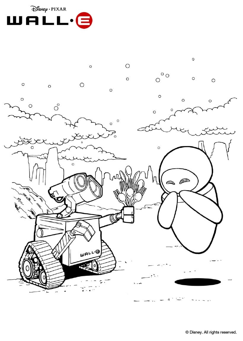 Wall-E Eva Coloring Pages Printable